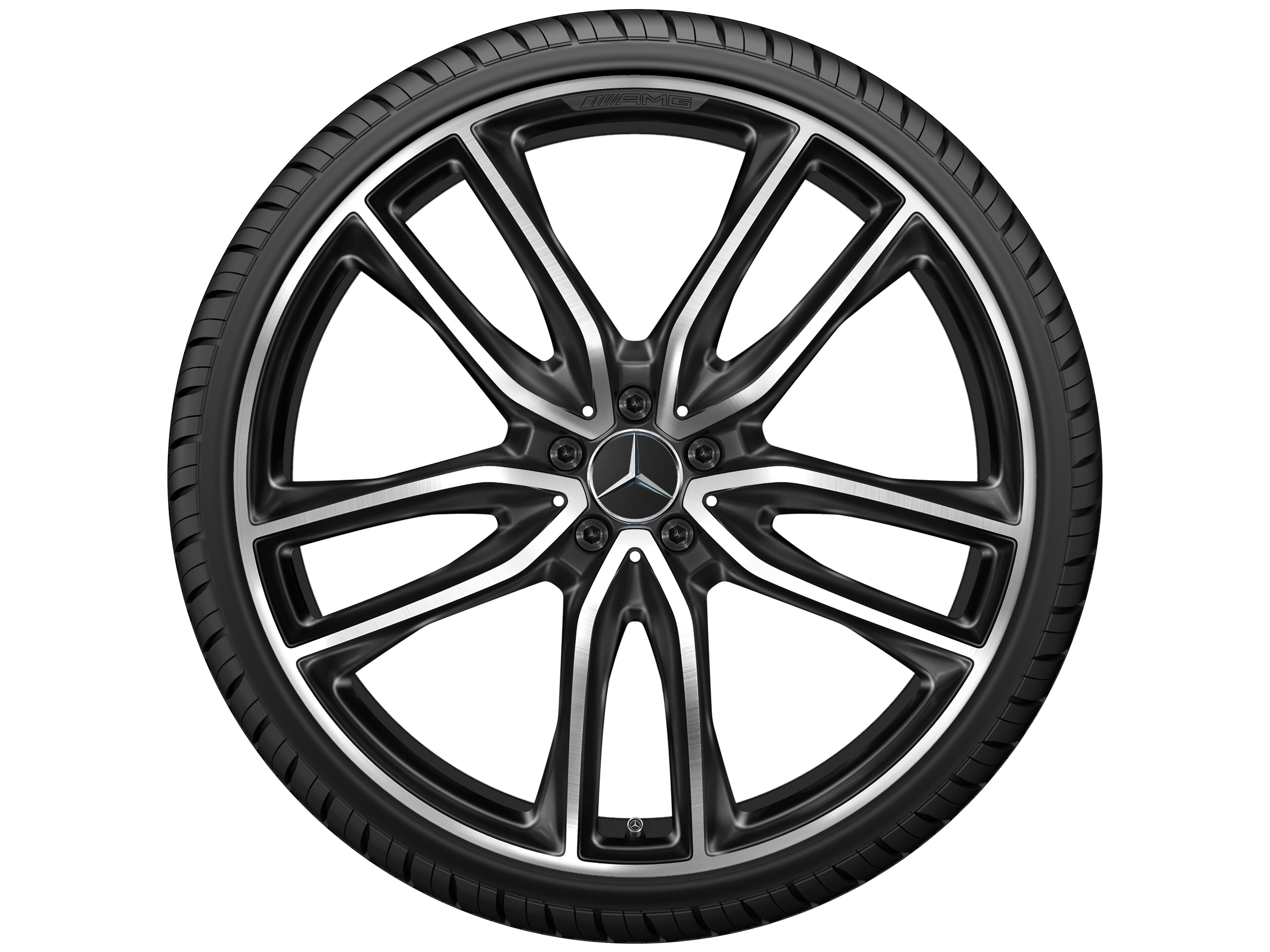 Vijf-dubbelspaaks AMG-wiel, 58,4 cm (23 inch) - 11,5 J x 23 ET 47, zwart, glanzend gepolijst