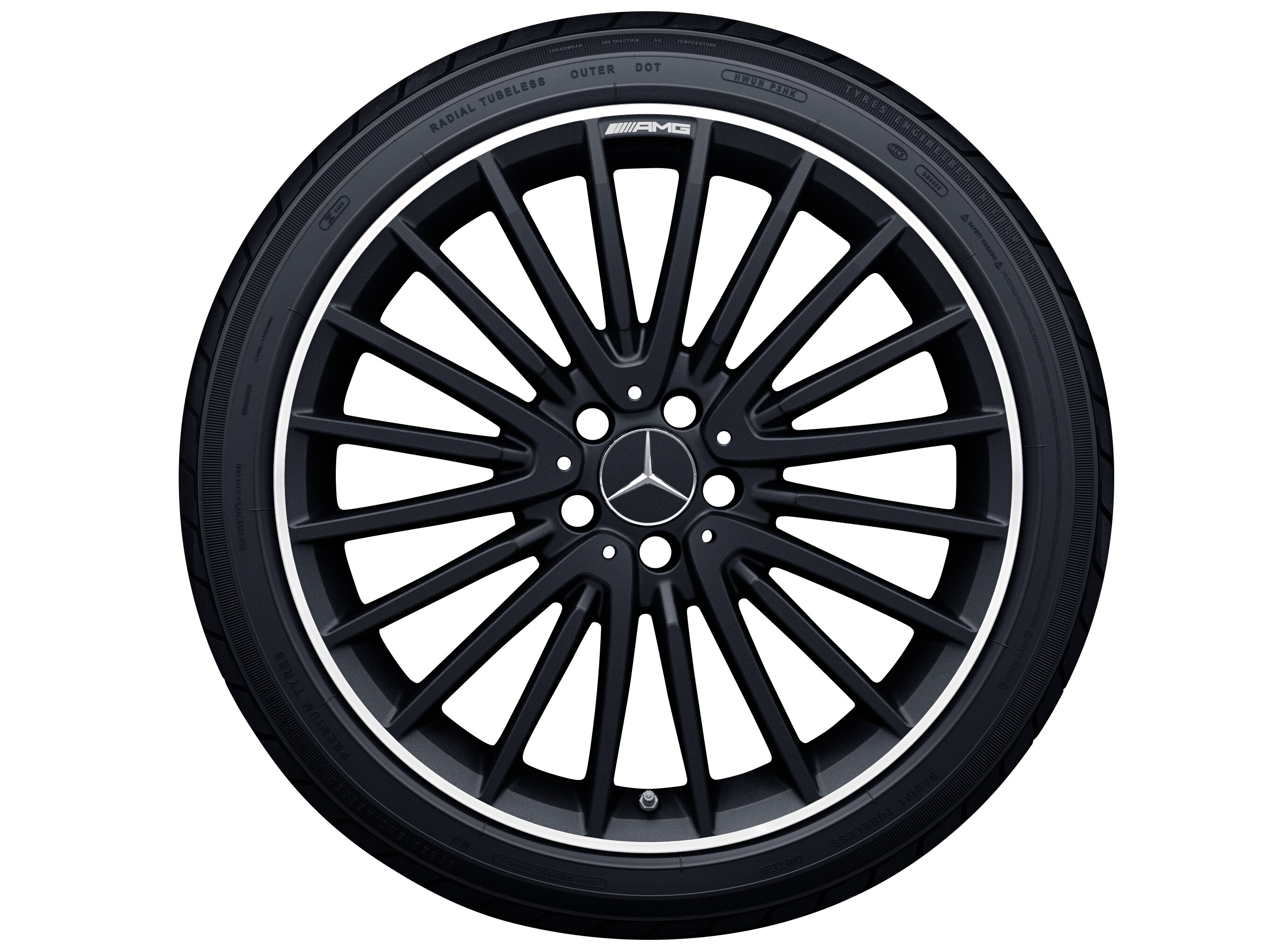Multispaaks AMG-wiel, 50,8 cm (20 inch), Velgrand glanzend - 8 J x 20 ET 43,5, Matzwart, glanzend gepolijst