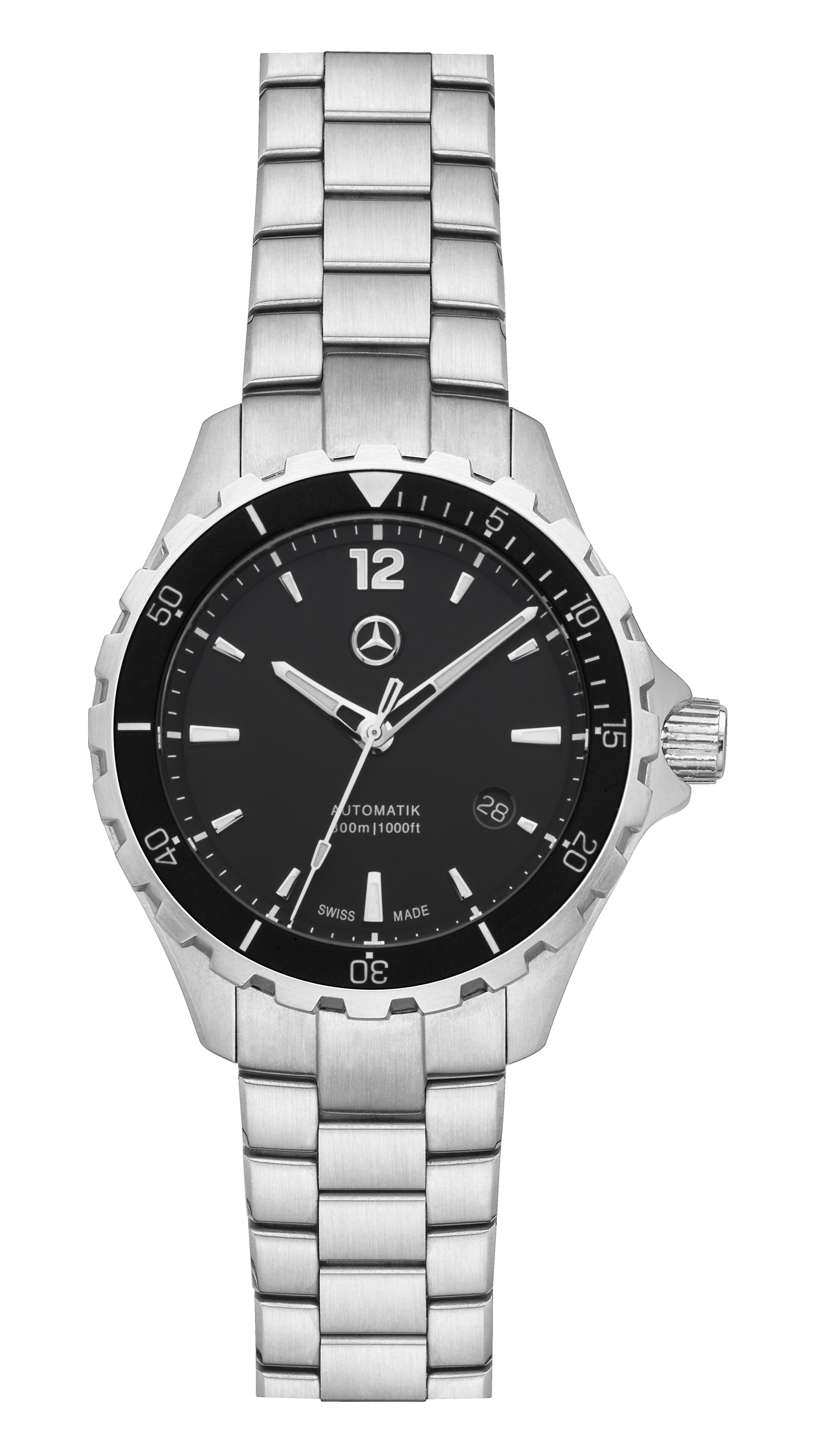 Montre, Homme, Boîte automatique Mercedes-Benz, Sport - noir / argenté, Acier inoxydable / Céramique