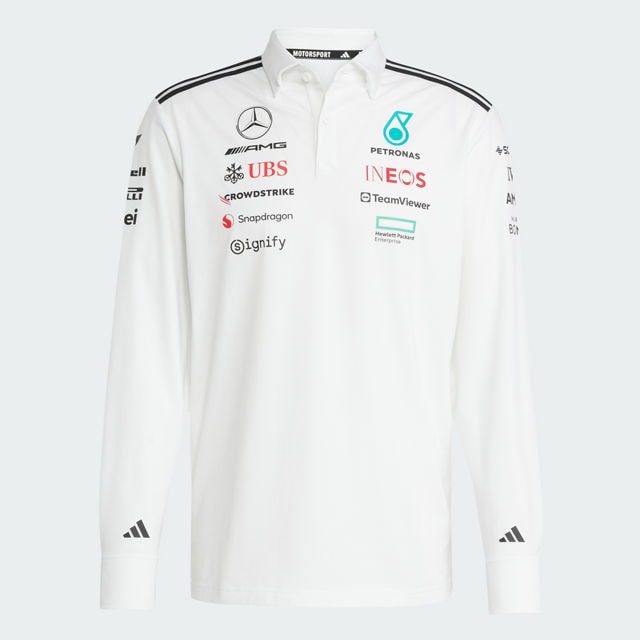 Longsleeve polo heren, Team, Mercedes-AMG F1 - wit, M