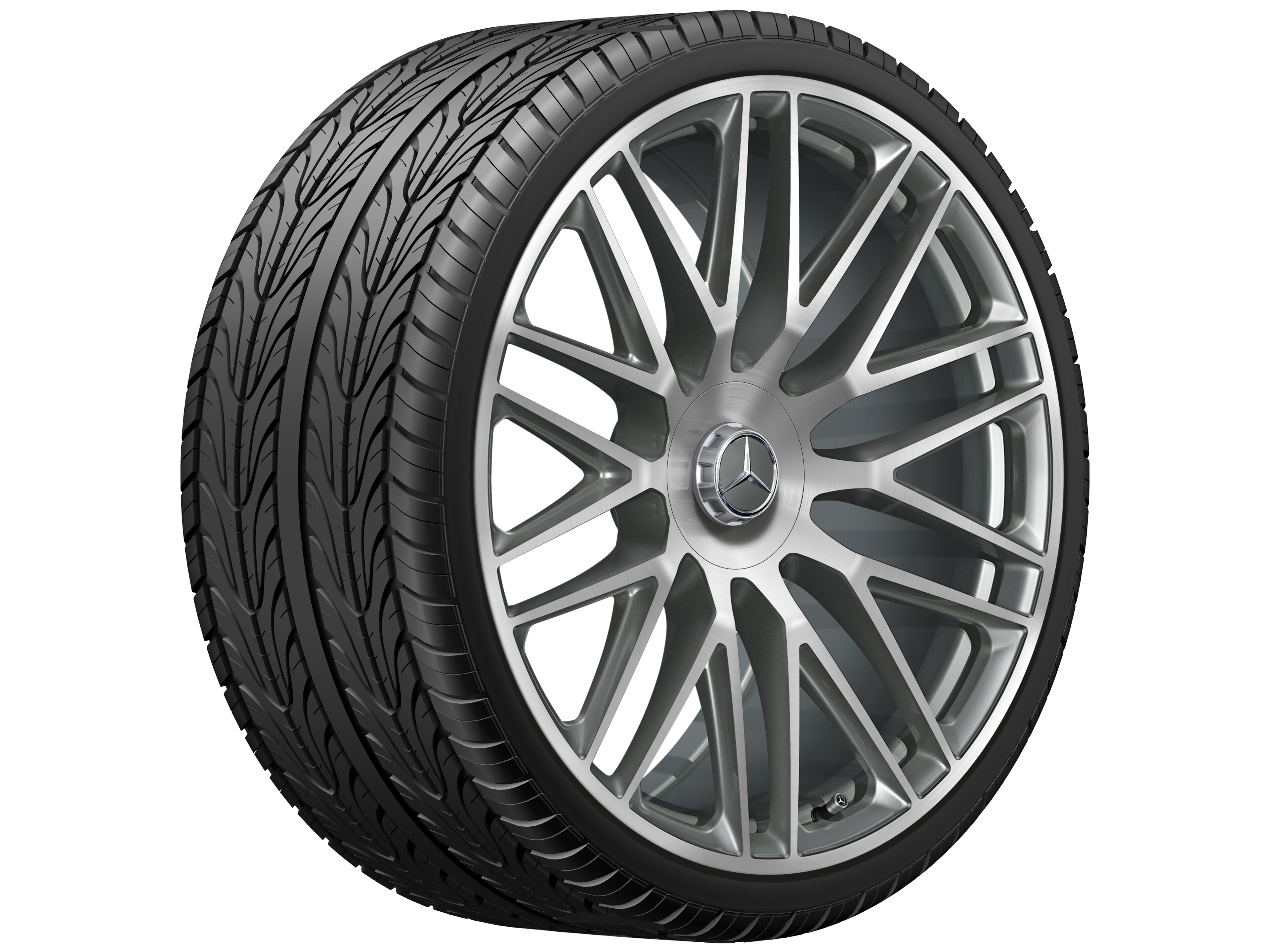 Multispaaks gesmede AMG-velg, 58,4 cm (23 inch) - 11,5 J x 23 ET 47, titaniumgrijs, glanzend gepolijst