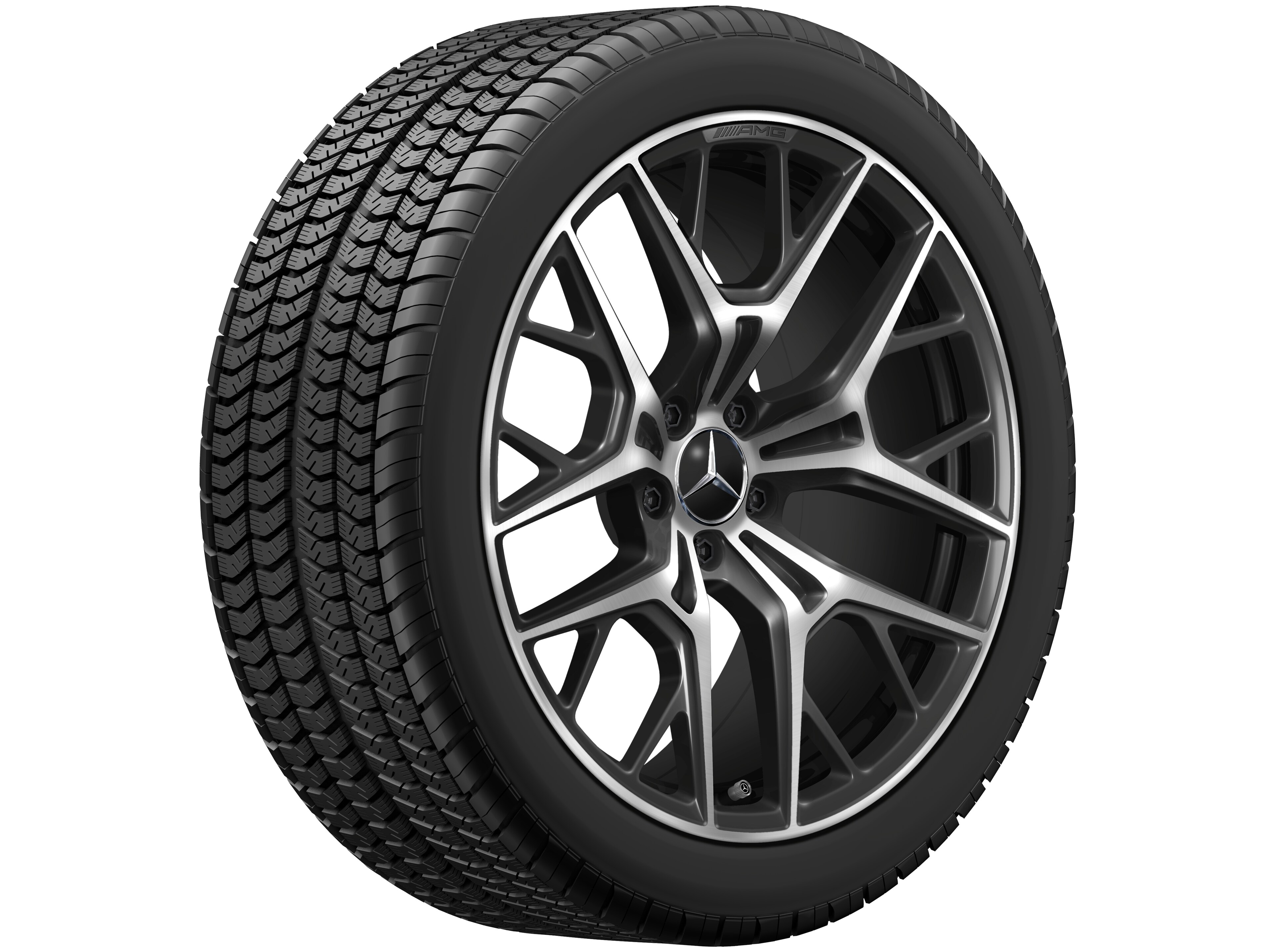 Lichtmetalen AMG-velg, In kruisspaak-design, 50,8 cm (20 inch) - 9 J x 20 ET 32, zwart, glanzend gepolijst