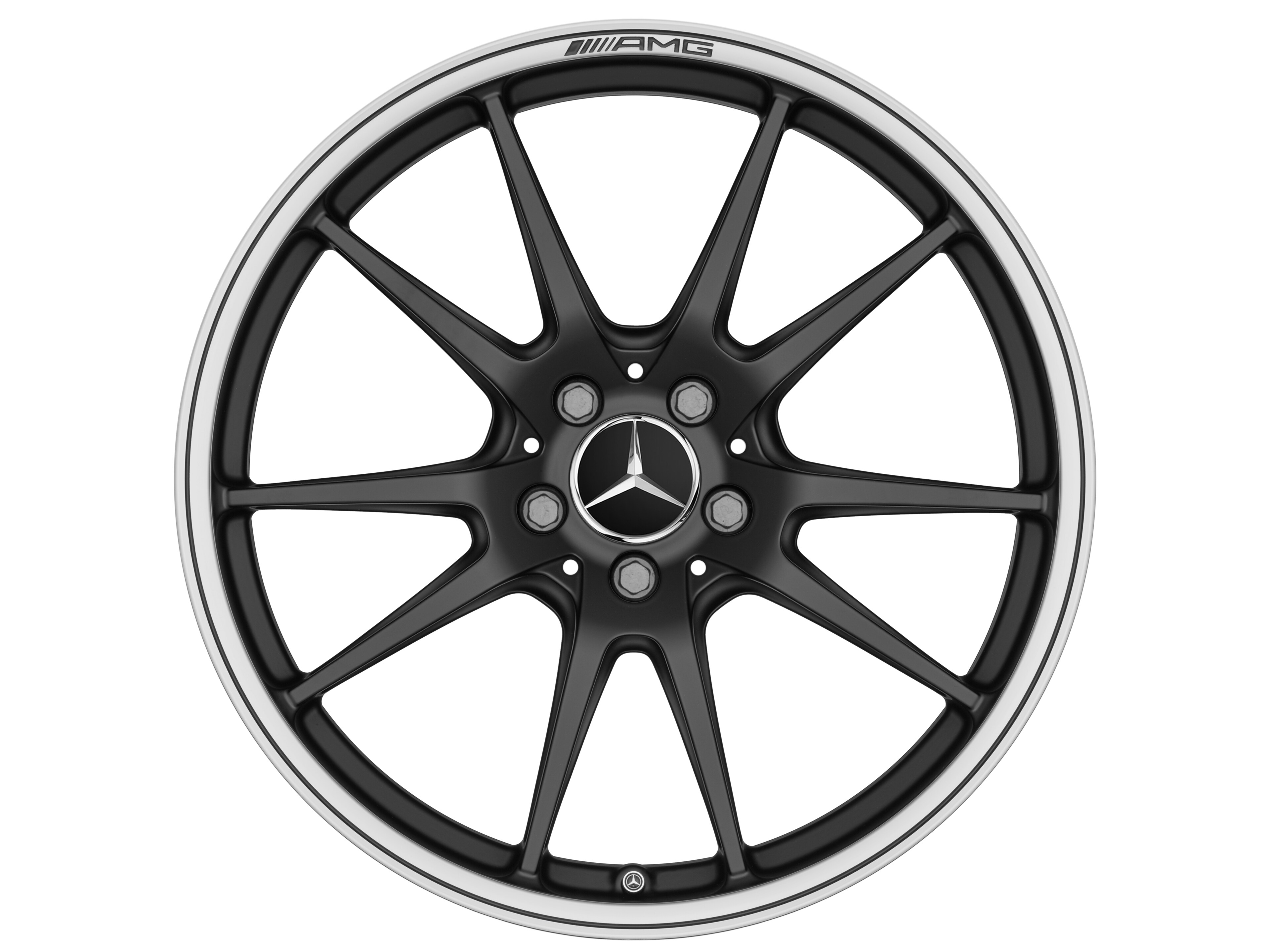 Gesmede AMG-velg in vijf-dubbelspaaks design, 48,3 cm (19 inch), Velgrand glanzend - 9 J x 19 ET 25, Matzwart, glanzend gepolijst