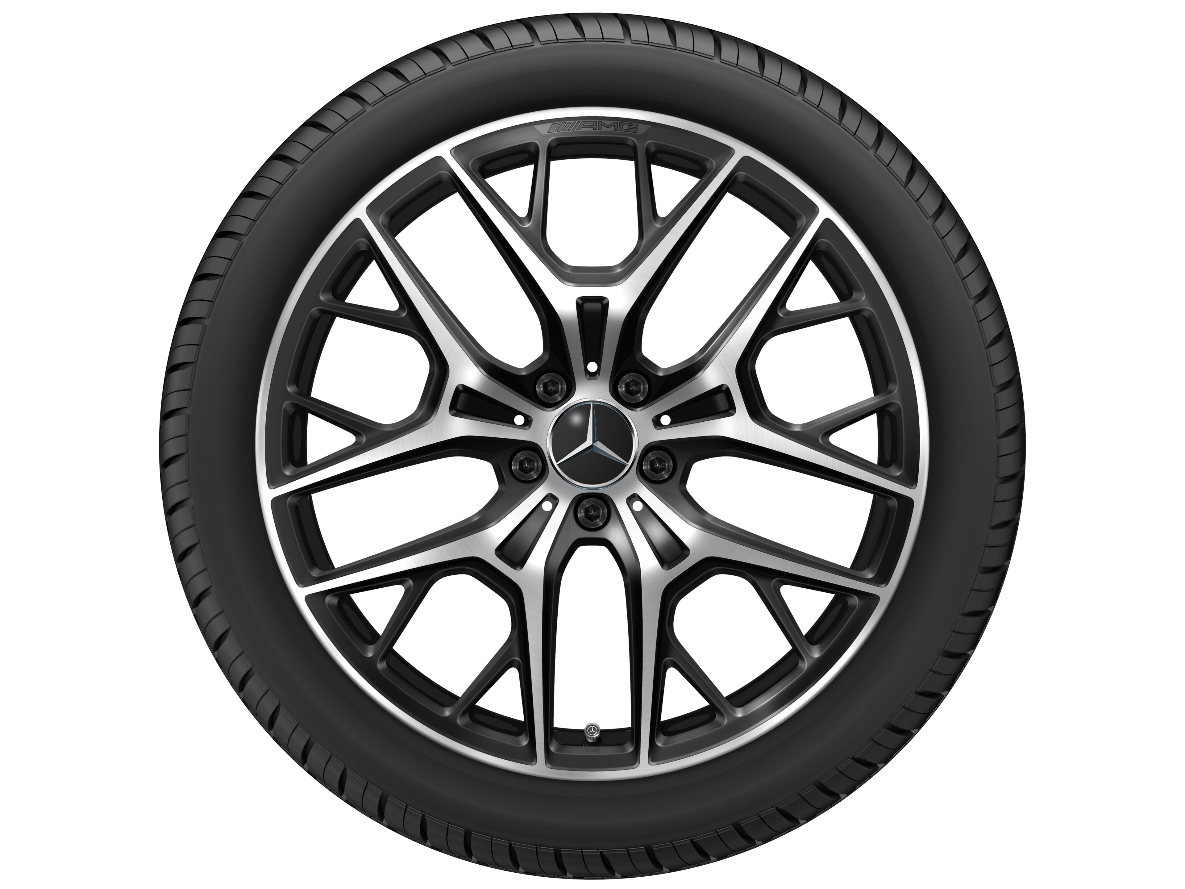Lichtmetalen AMG-velg, In kruisspaak-design, 50,8 cm (20 inch) - 9 J x 20 ET 32, zwart, glanzend gepolijst