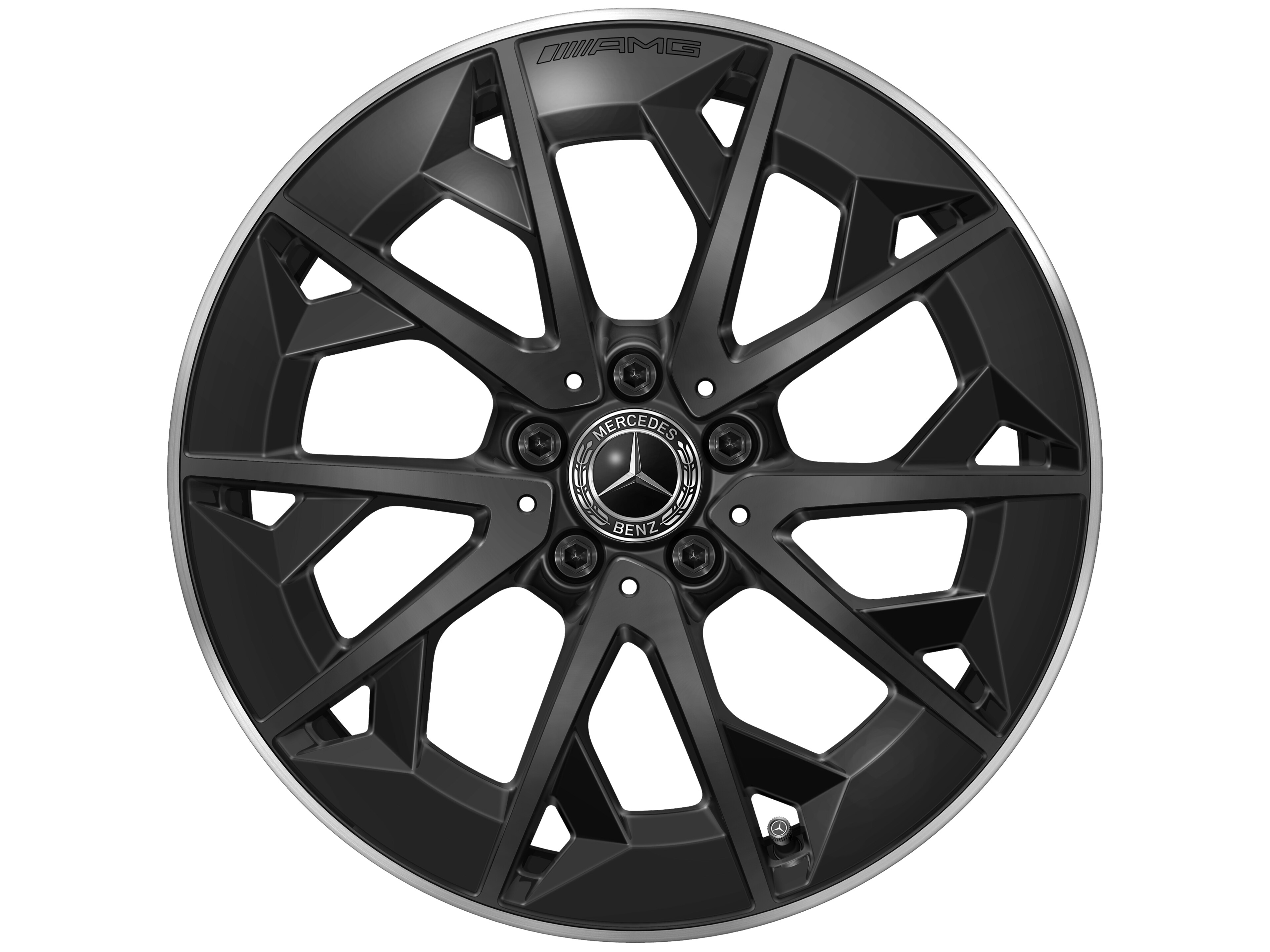 Lichtmetalen AMG-velg, In kruisspaak-design, 48,3 cm (19 inch) - 9 J x 19 ET 66, Matzwart, wielrand glanzend