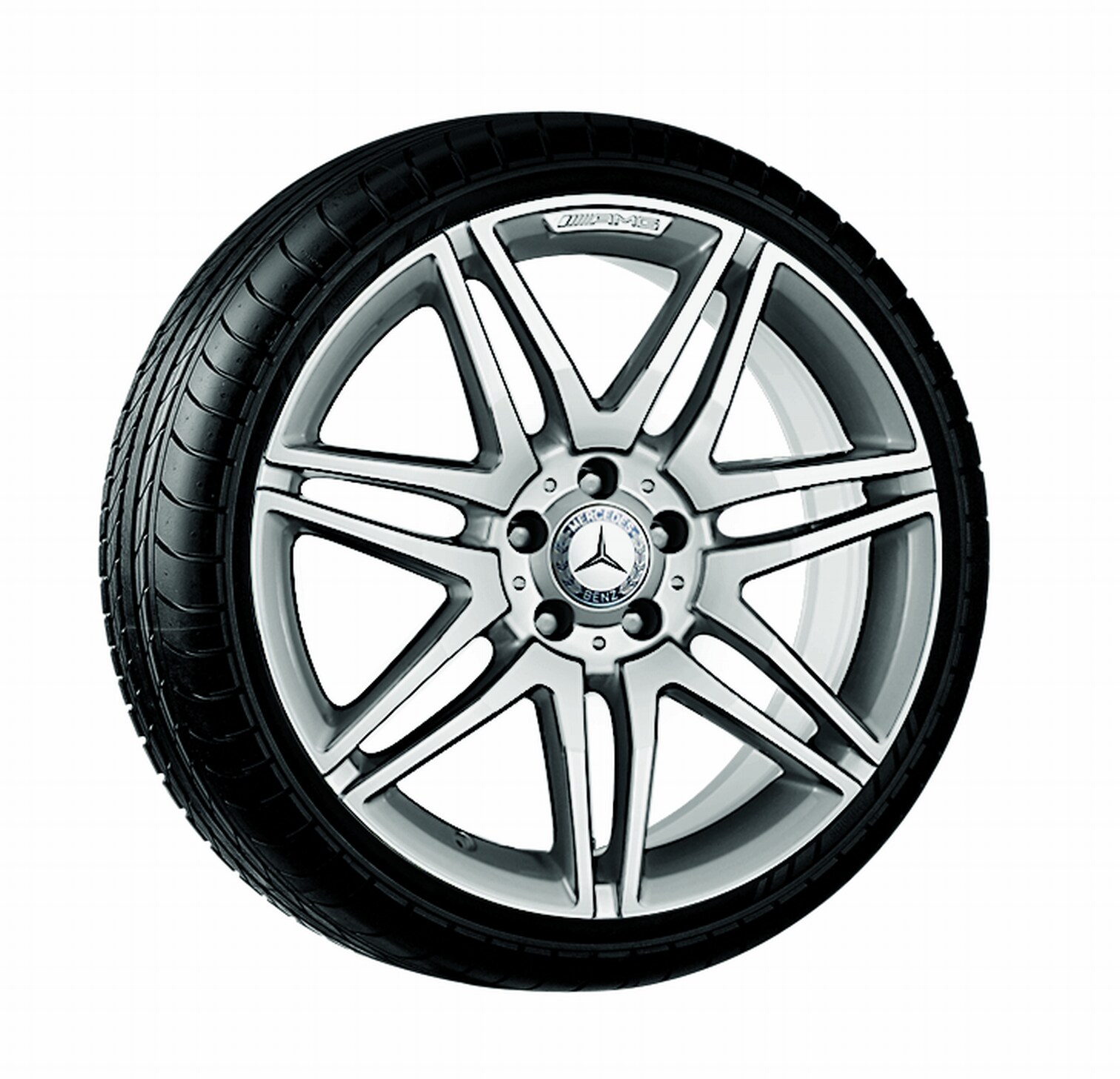 Zeven-dubbelspaaks AMG-wiel, 48,3 cm (19 inch) - 8,5 J x 19 ET 44, zilverkleurig, glanzend gepolijst