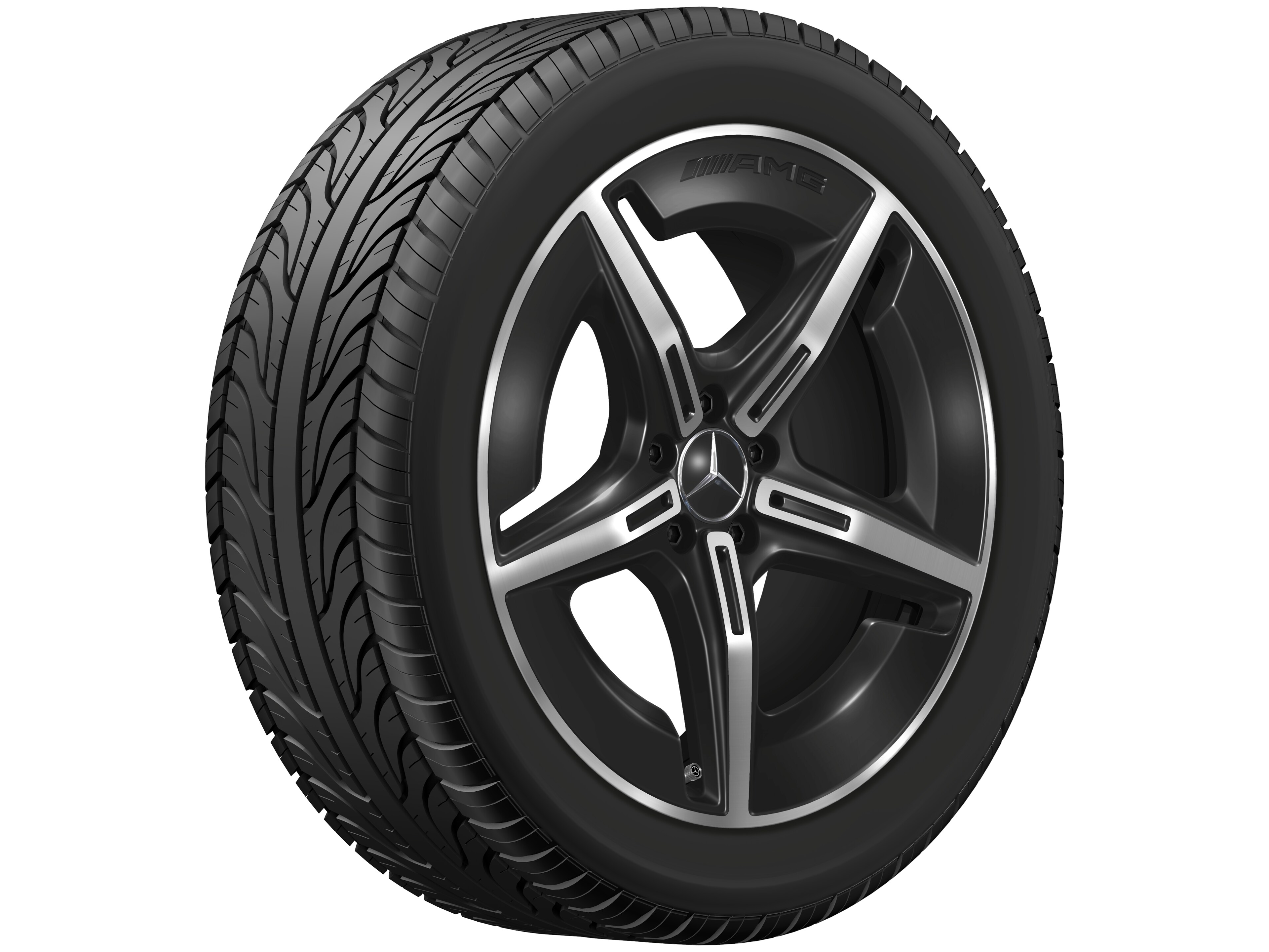 Lichtmetalen AMG-velg, in 5-spaaks design, 50,8 cm (20 inch), aerodynamisch geoptimaliseerd - 8 J x 20 ET 32,7, zwart, glanzend gepolijst