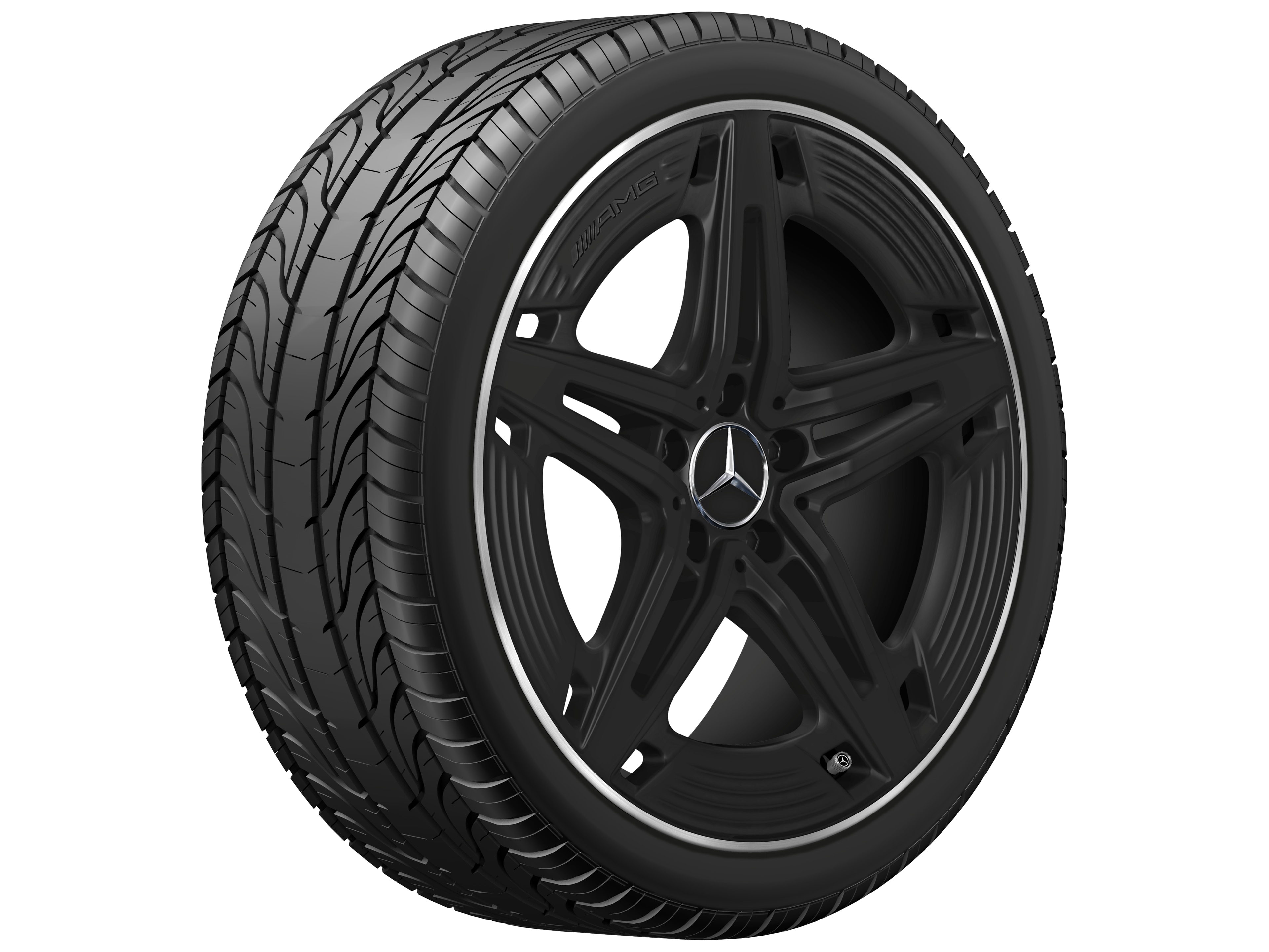 Vijfspaaks AMG-wiel, 48,3 cm (19 inch) - 9 J x 19 ET 52, zwart, glanzend gepolijst