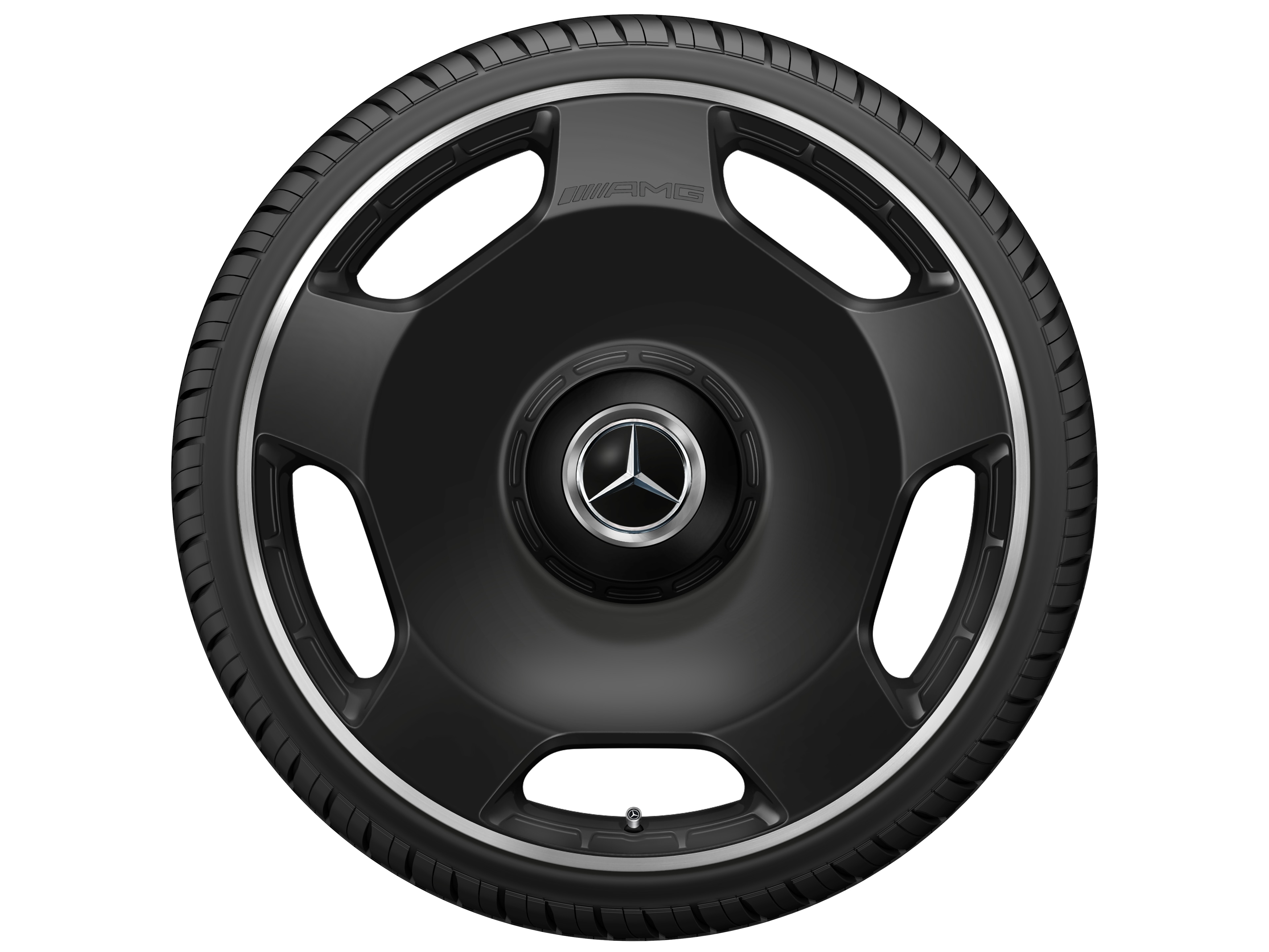 Gesmede AMG-velg in vijfgaats design, 58,4 cm (23 inch), Velgrand glanzend - 10 J x 23 ET 45, Matzwart, wielrand glanzend