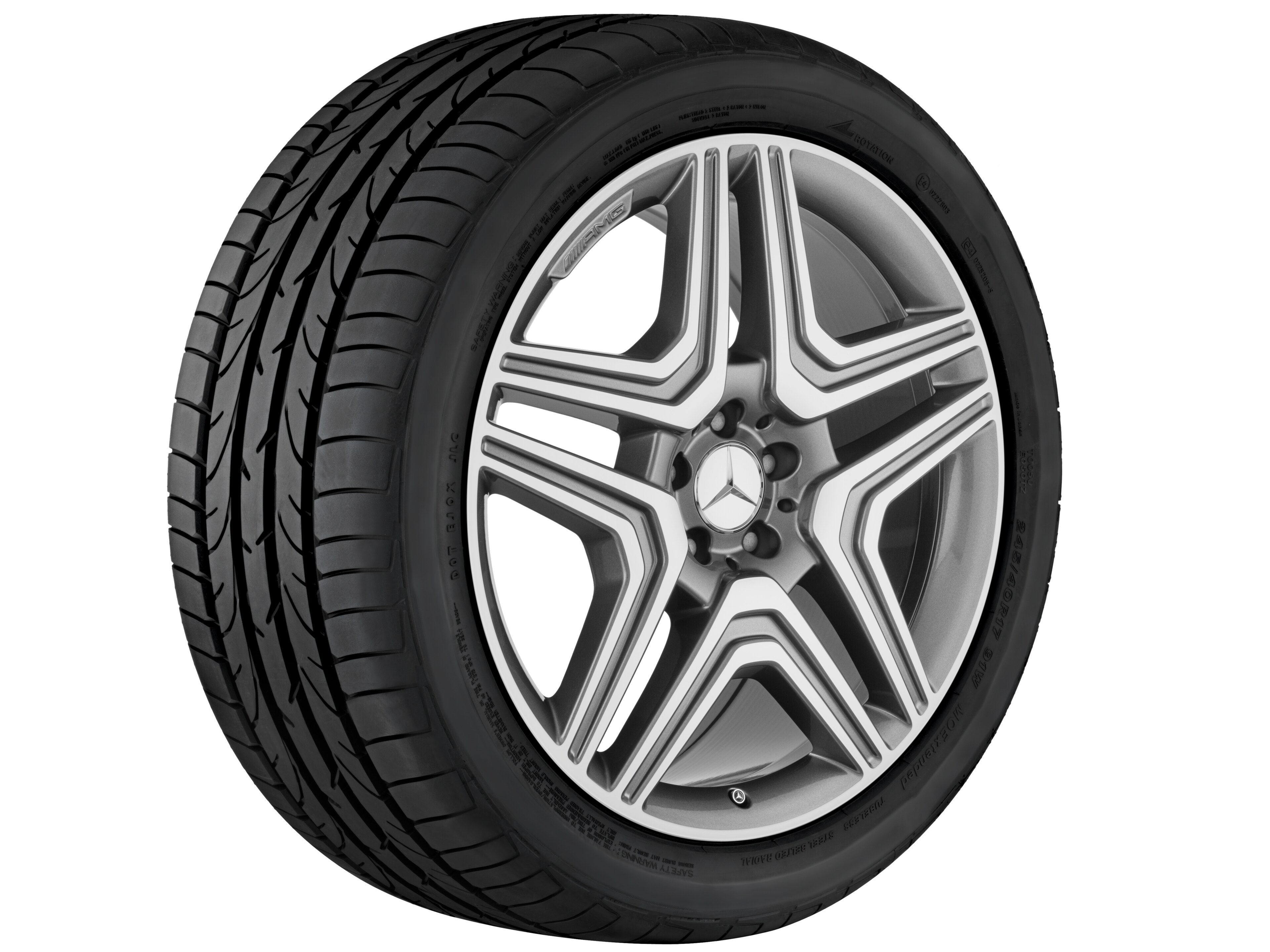 Vijf-dubbelspaaks AMG-wiel, 53,3 cm (21 inch) - 10 J x 21 ET 56, titaniumgrijs, glanzend gepolijst