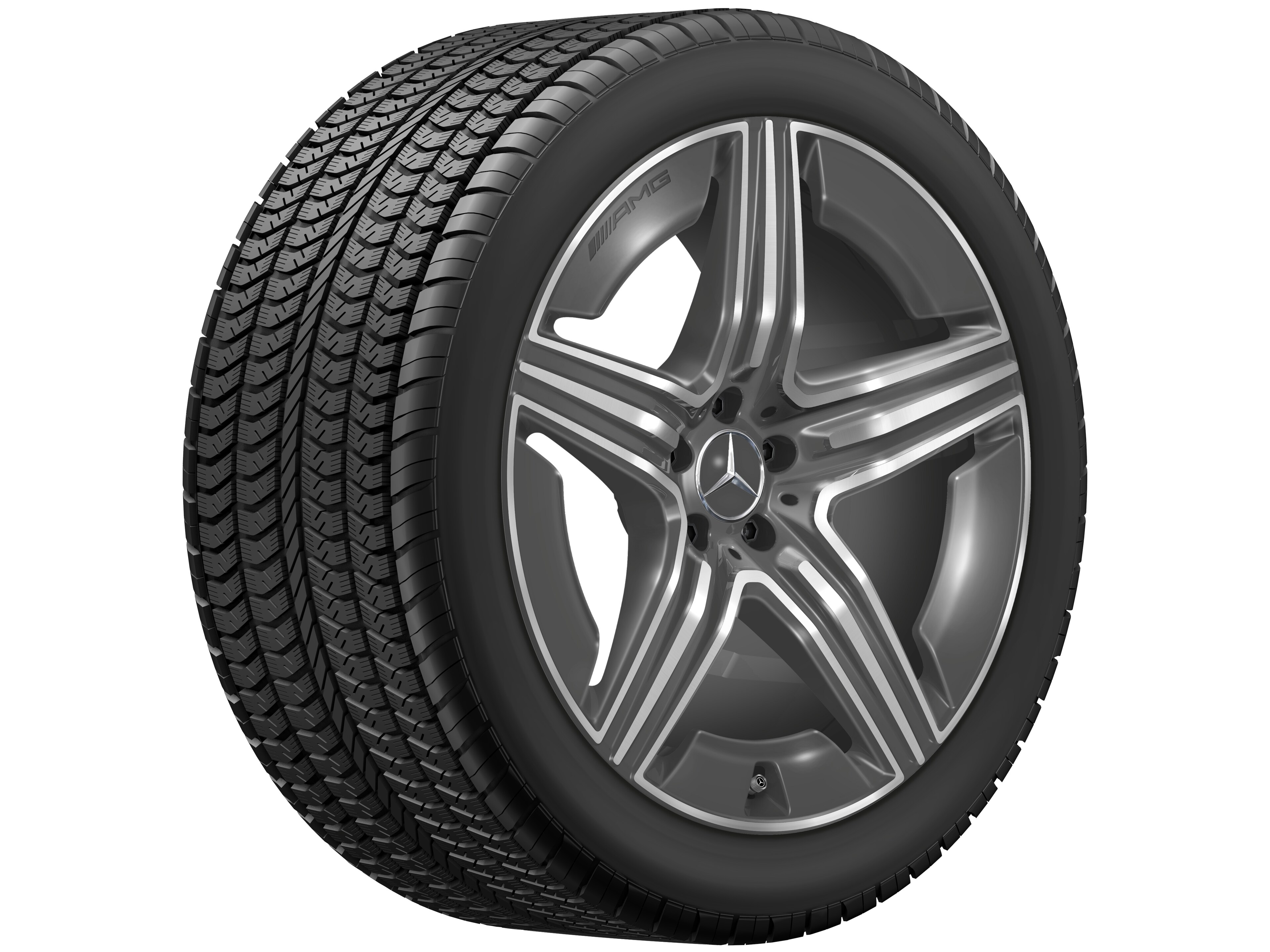Vijf-dubbelspaaks AMG-wiel, 53,3 cm (21 inch) - 11 J x 21 ET 49, tantaalgrijs, glanzend gepolijst