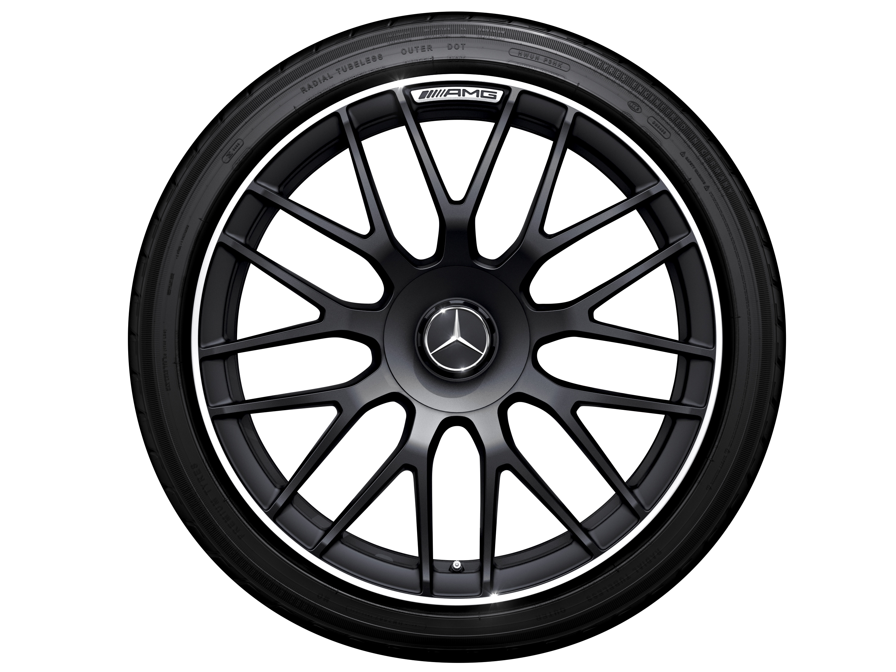 Gesmede AMG-velg In kruisspaak-design, 48,3 cm (19 inch), Velgrand glanzend - 9,5 J x 19 ET 56, Matzwart