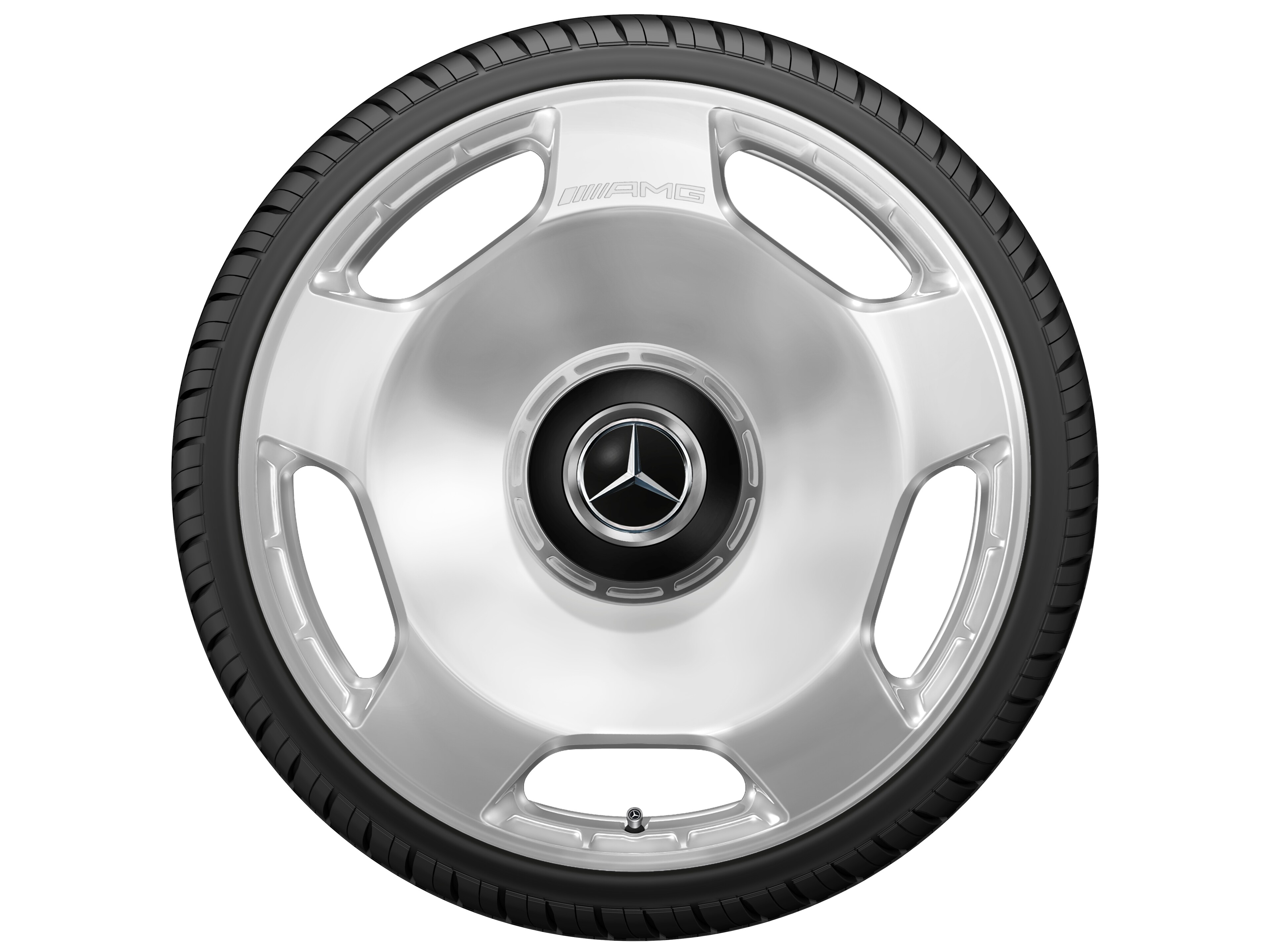 Gesmede AMG-velg in vijfgaats design, 58,4 cm (23 inch) - 11,5 J x 23 ET 47, zilverkleurig, hoogglanzend gepolijst