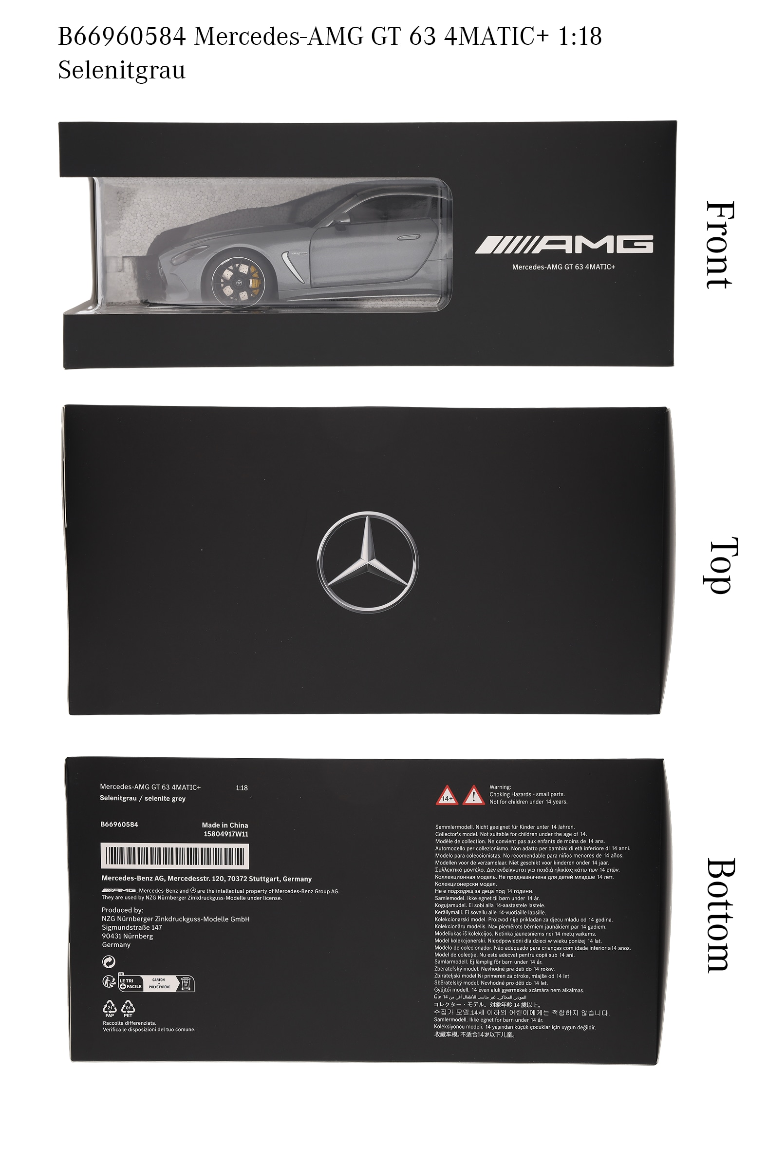 Mercedes-AMG GT 63, C192 - selenietgrijs, NZG, 1:18
