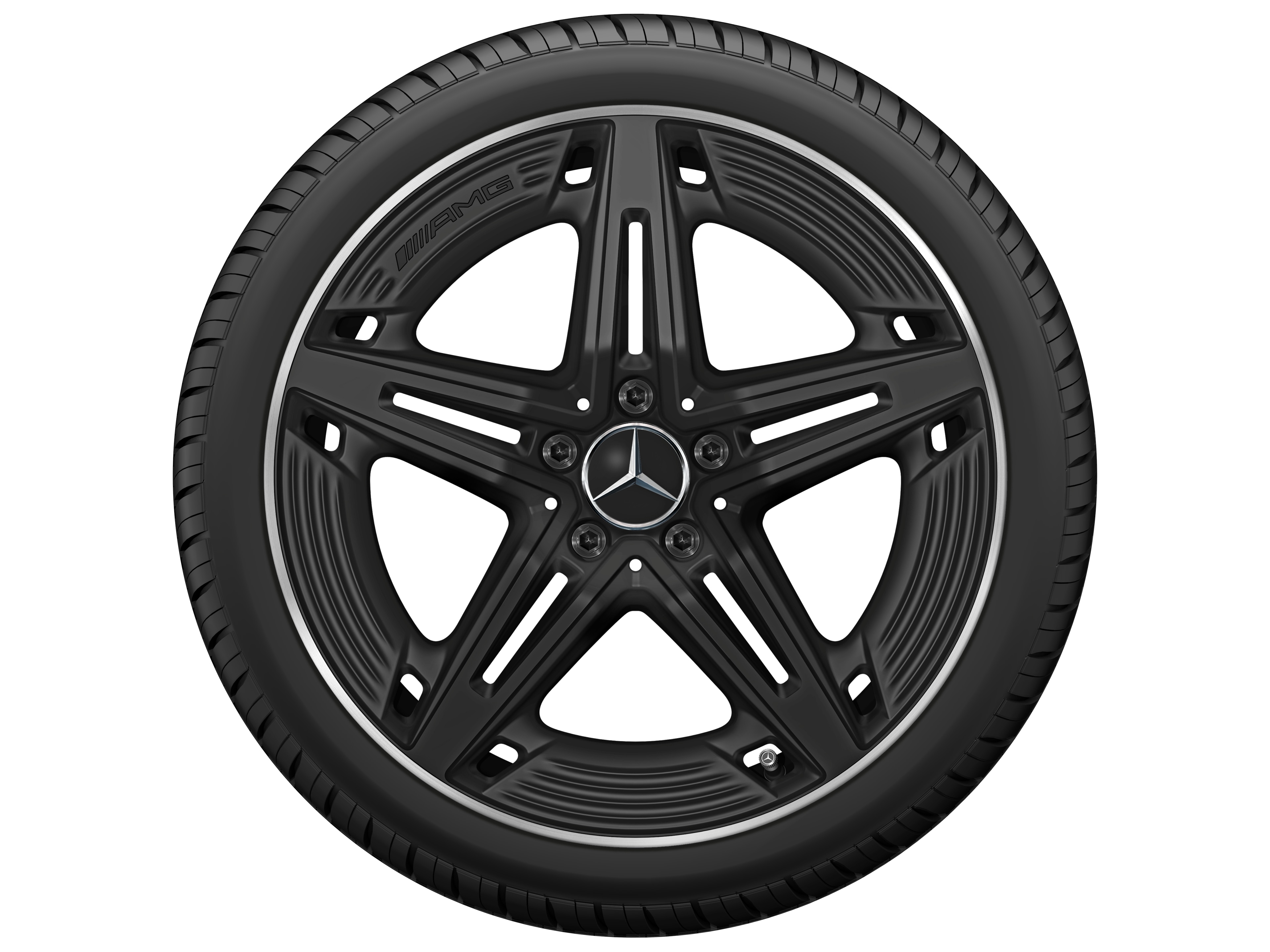Vijfspaaks AMG-wiel, 48,3 cm (19 inch) - 9 J x 19 ET 52, zwart, glanzend gepolijst