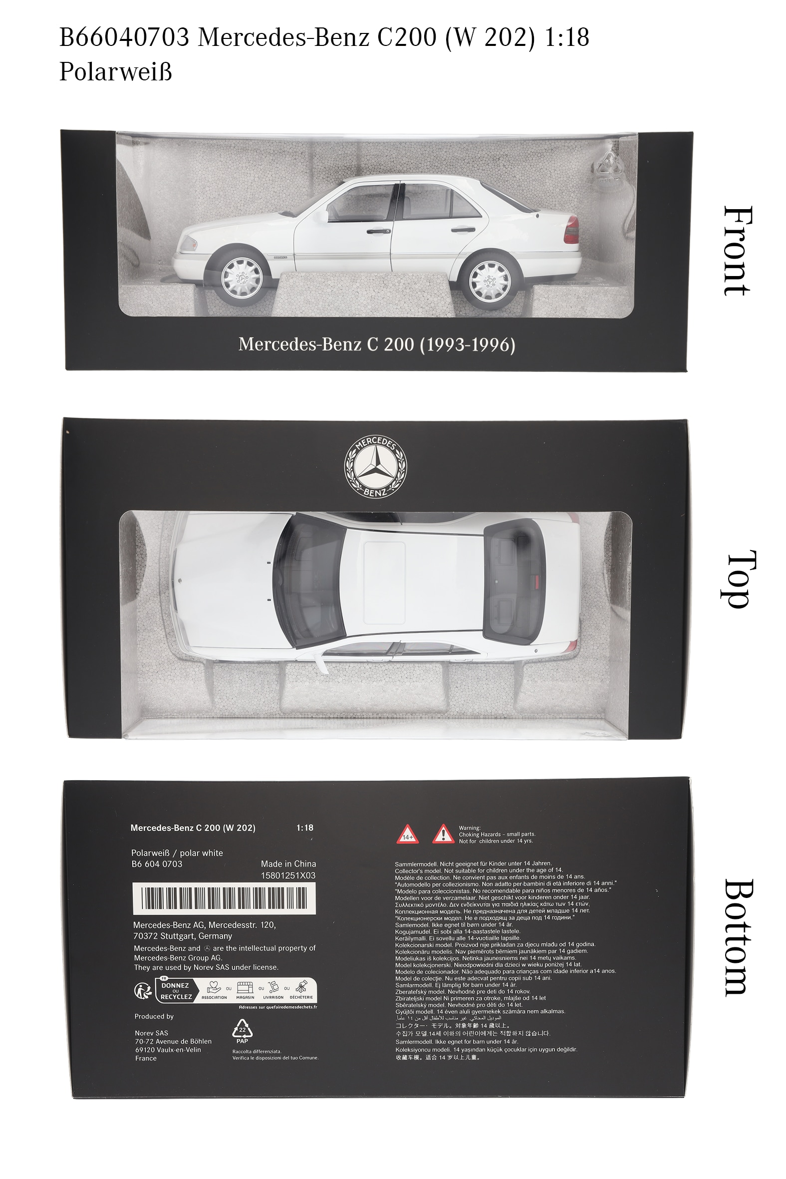 C 200 Limousine W 202 (1993-1996) - poolwit, Norev, 1:18