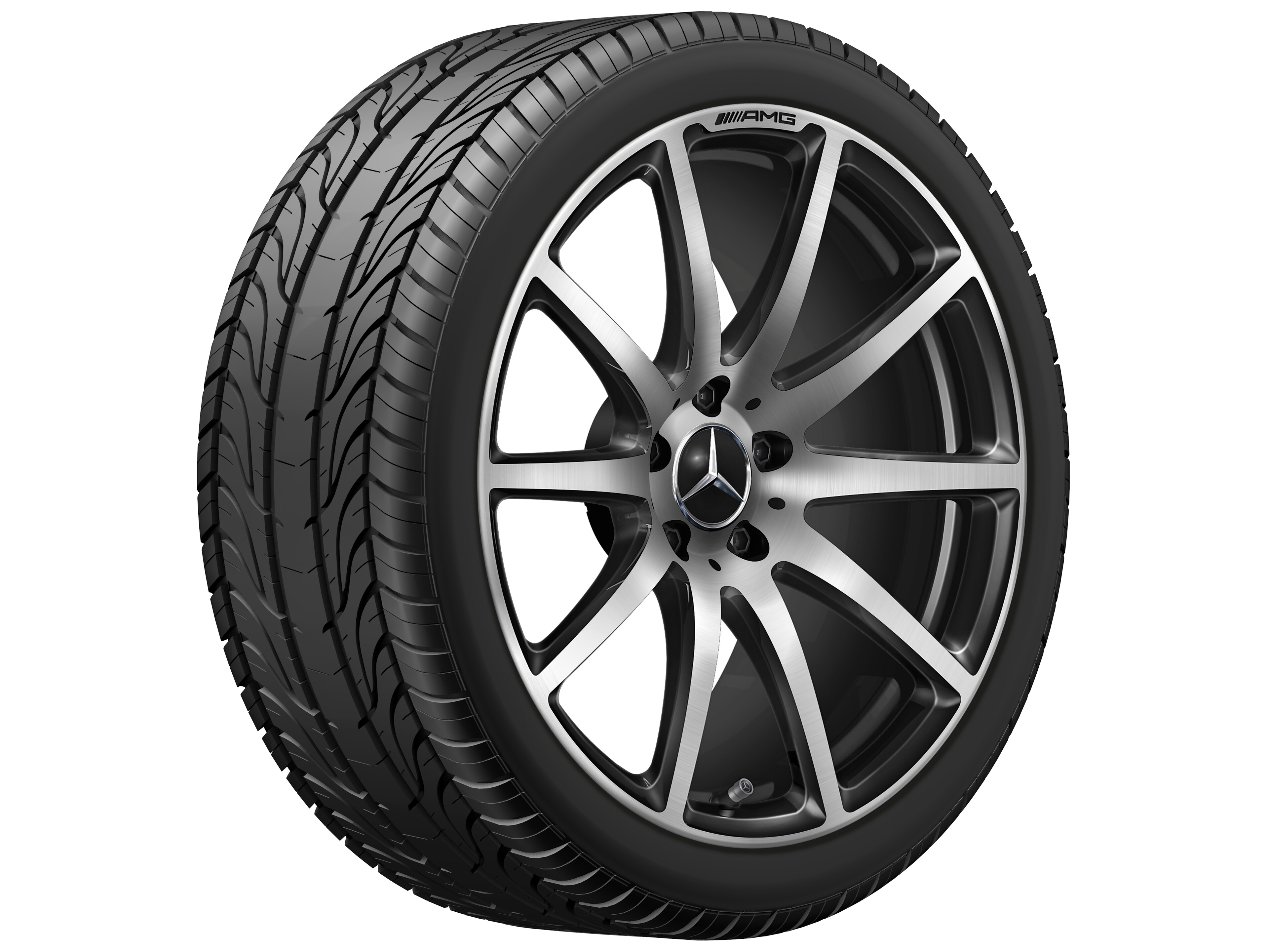 Gesmede AMG-velg in 10-spaaks design, 50,8 cm (20 inch) - 10 J x 20 ET 48, zwart, Gepolijst