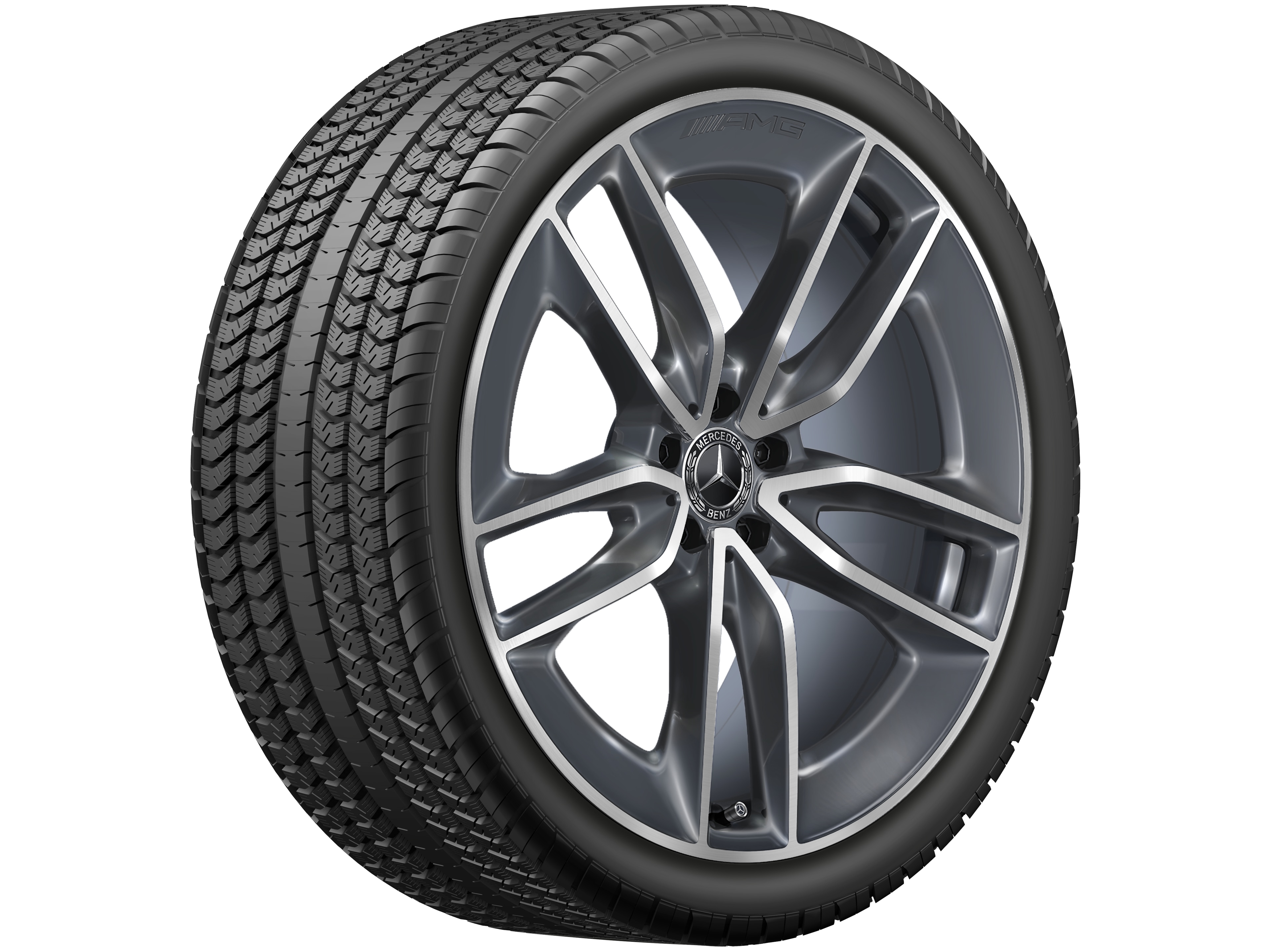 Vijf-dubbelspaaks AMG-wiel, 55,9 cm (22 inch) - 11 J x 22 ET 50, tremoliet metallic, glanzend gepolijst