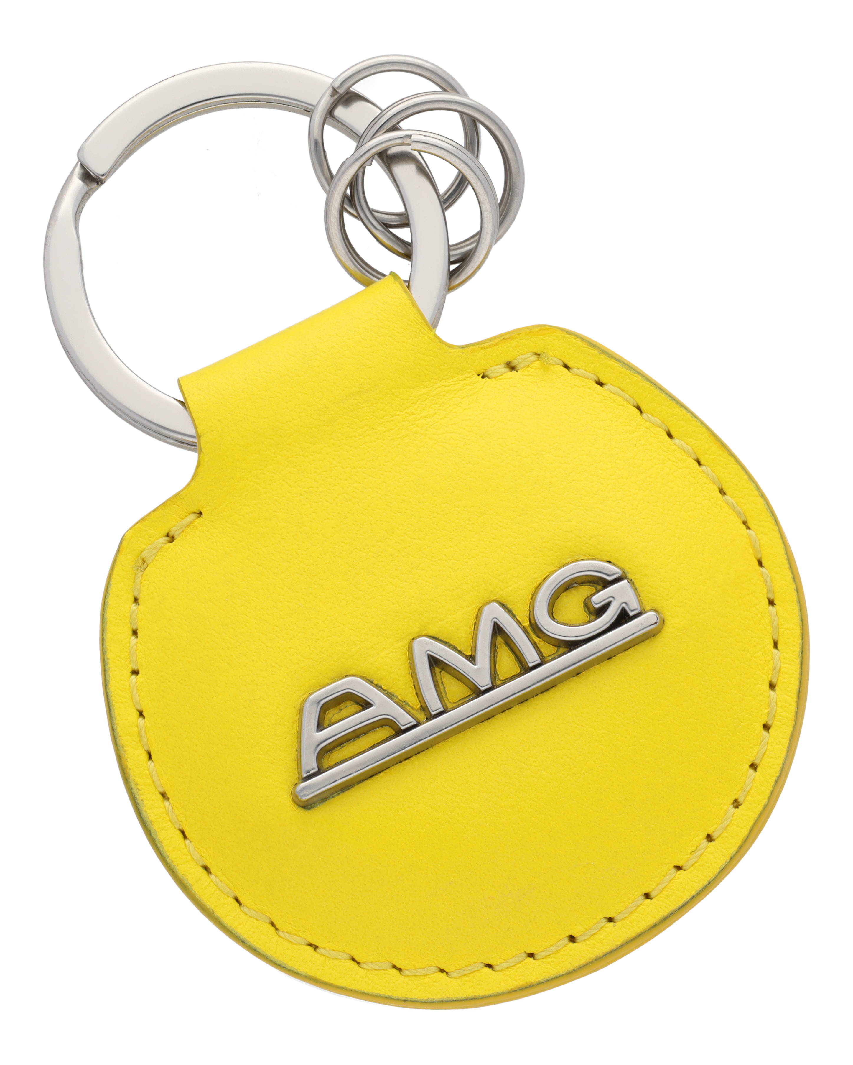 AMG-sleutelhanger, Classic - geel / zilverkleurig, Rundleder / edelstaal