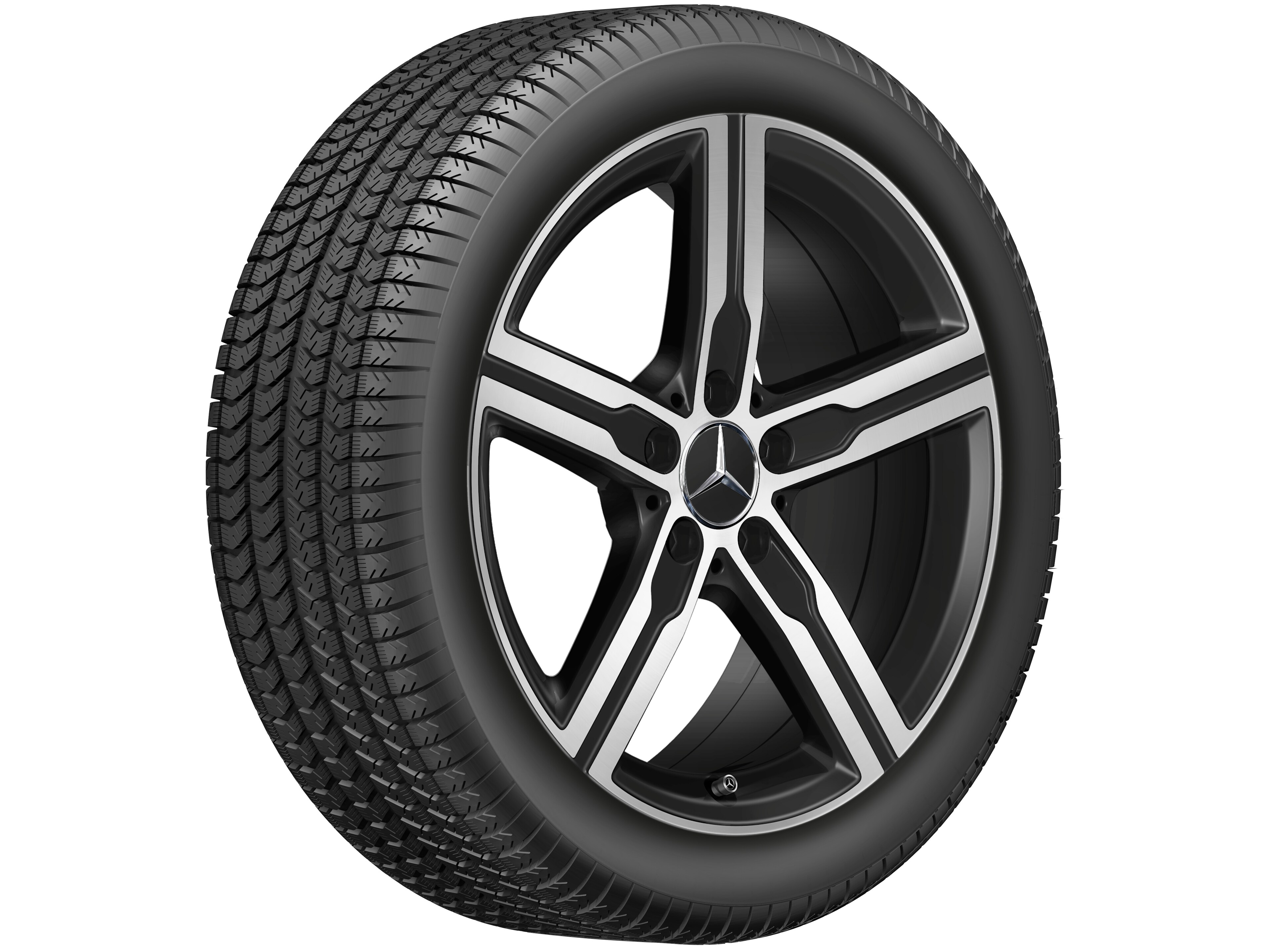 5-spaaks wiel, 45,7 cm (18 inch), glanzend gepolijst - 7,5 J x 18 ET 49, Matzwart, glanzend gepolijst