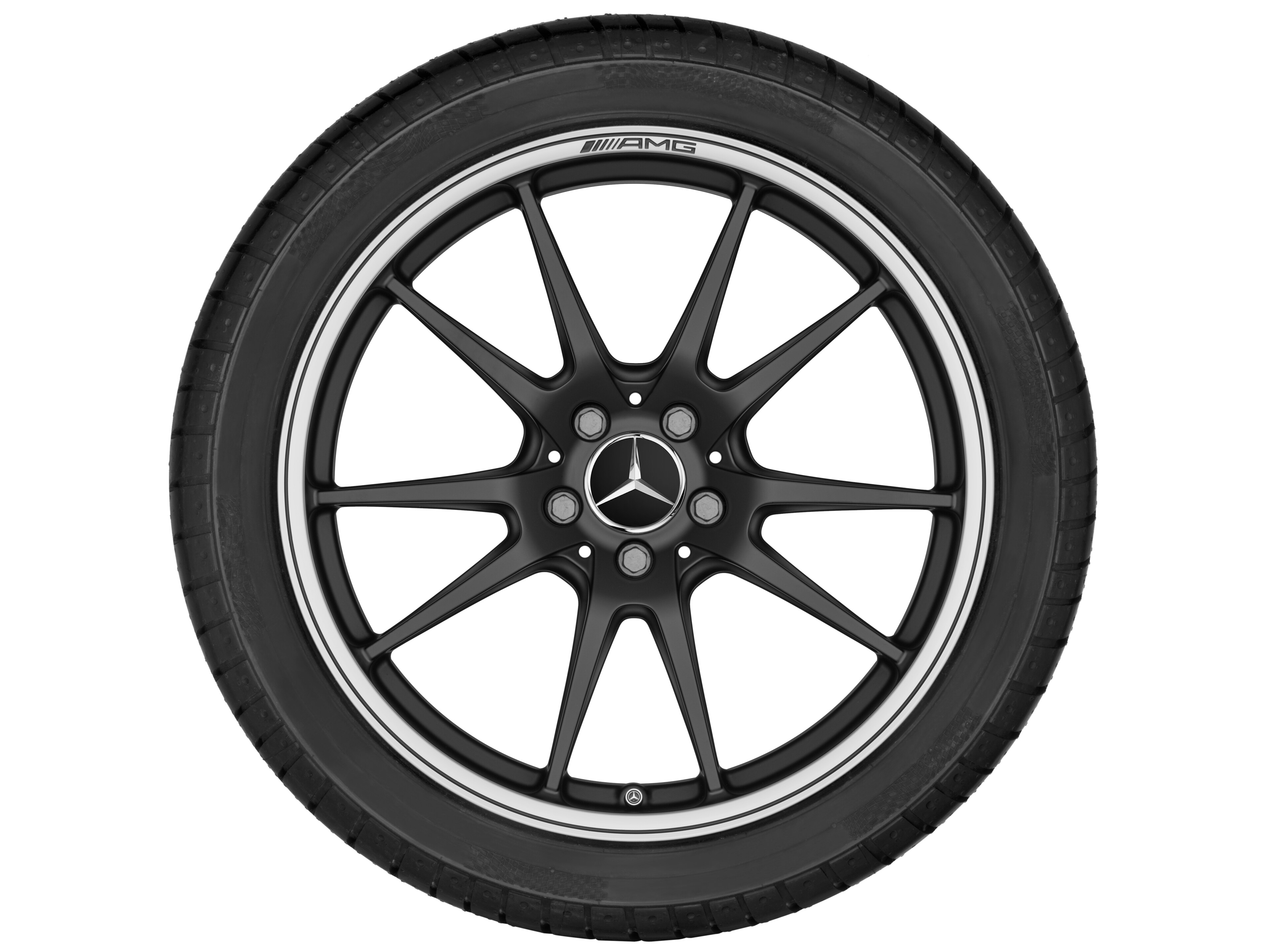 Gesmede AMG-velg in vijf-dubbelspaaks design, 50,8 cm (20 inch), Velgrand glanzend - 10,5 J x 20 ET 57, Matzwart, glanzend gepolijst