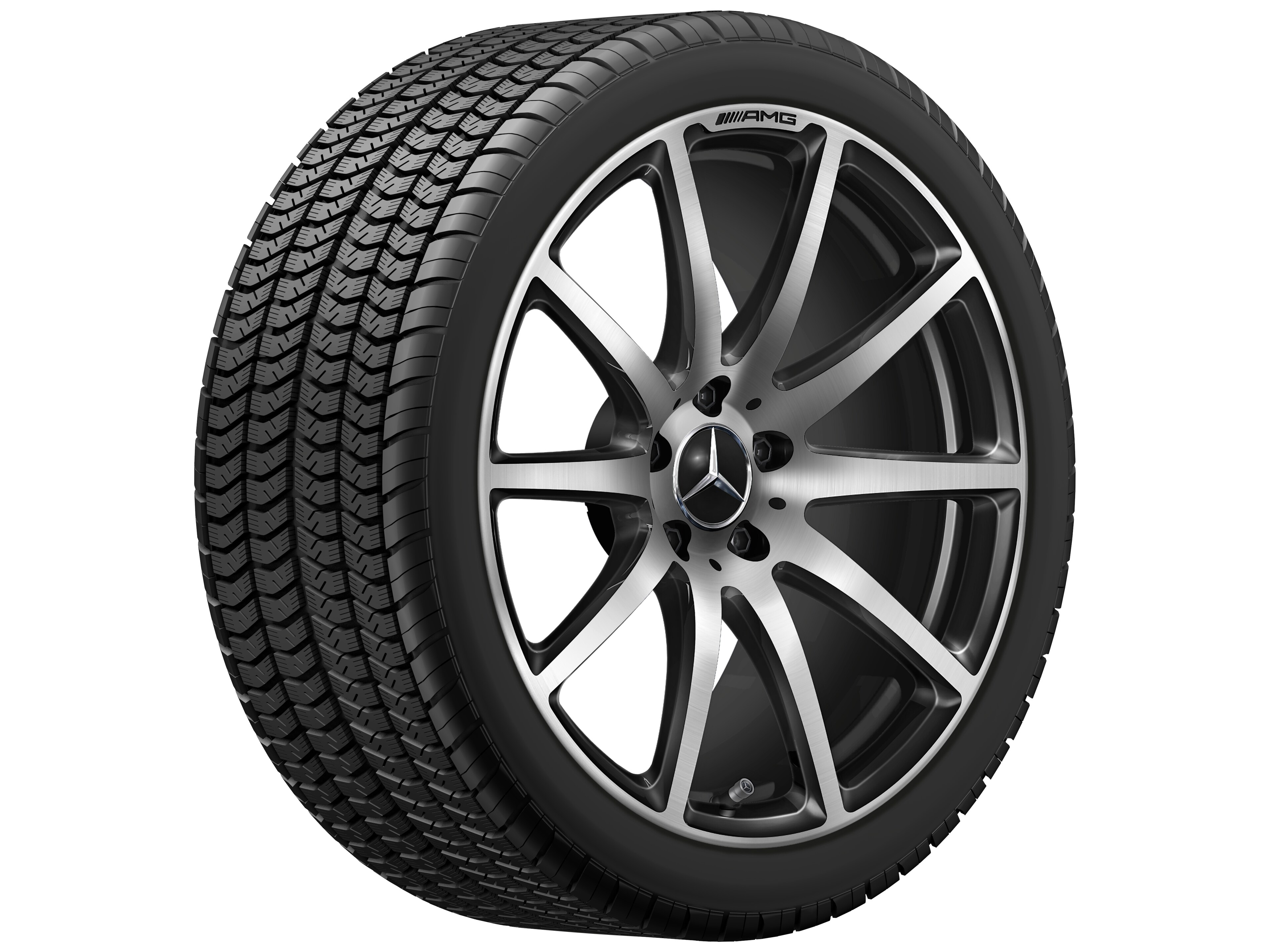 Gesmede AMG-velg in 10-spaaks design, 48,3 cm (19 inch) - 9 J x 19 ET 27, zwart, Gepolijst