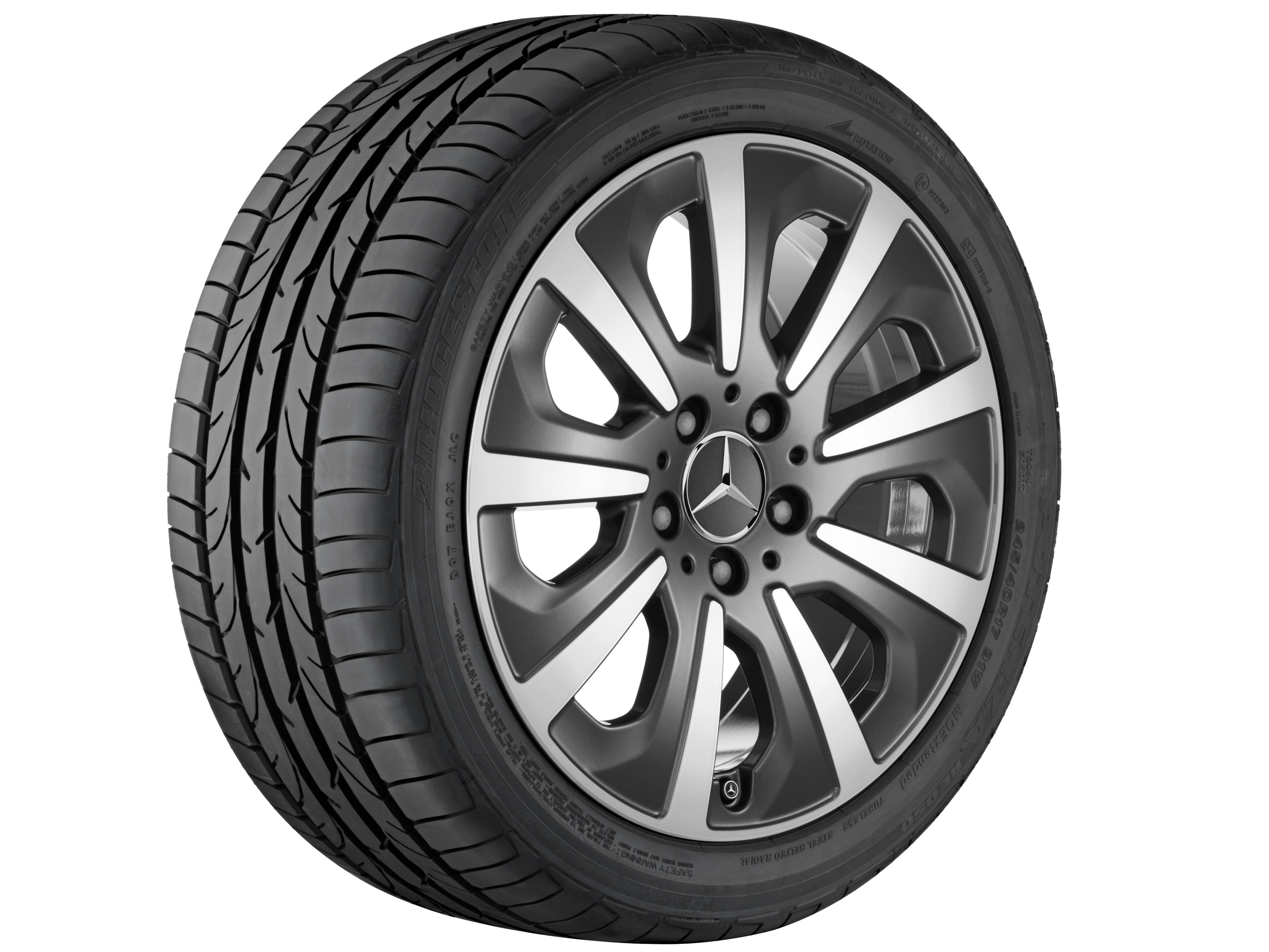 9-spaaks wiel, 43,2 cm (17 inch) - 8 J x 17 ET 41, tremoliet metallic, glanzend gepolijst