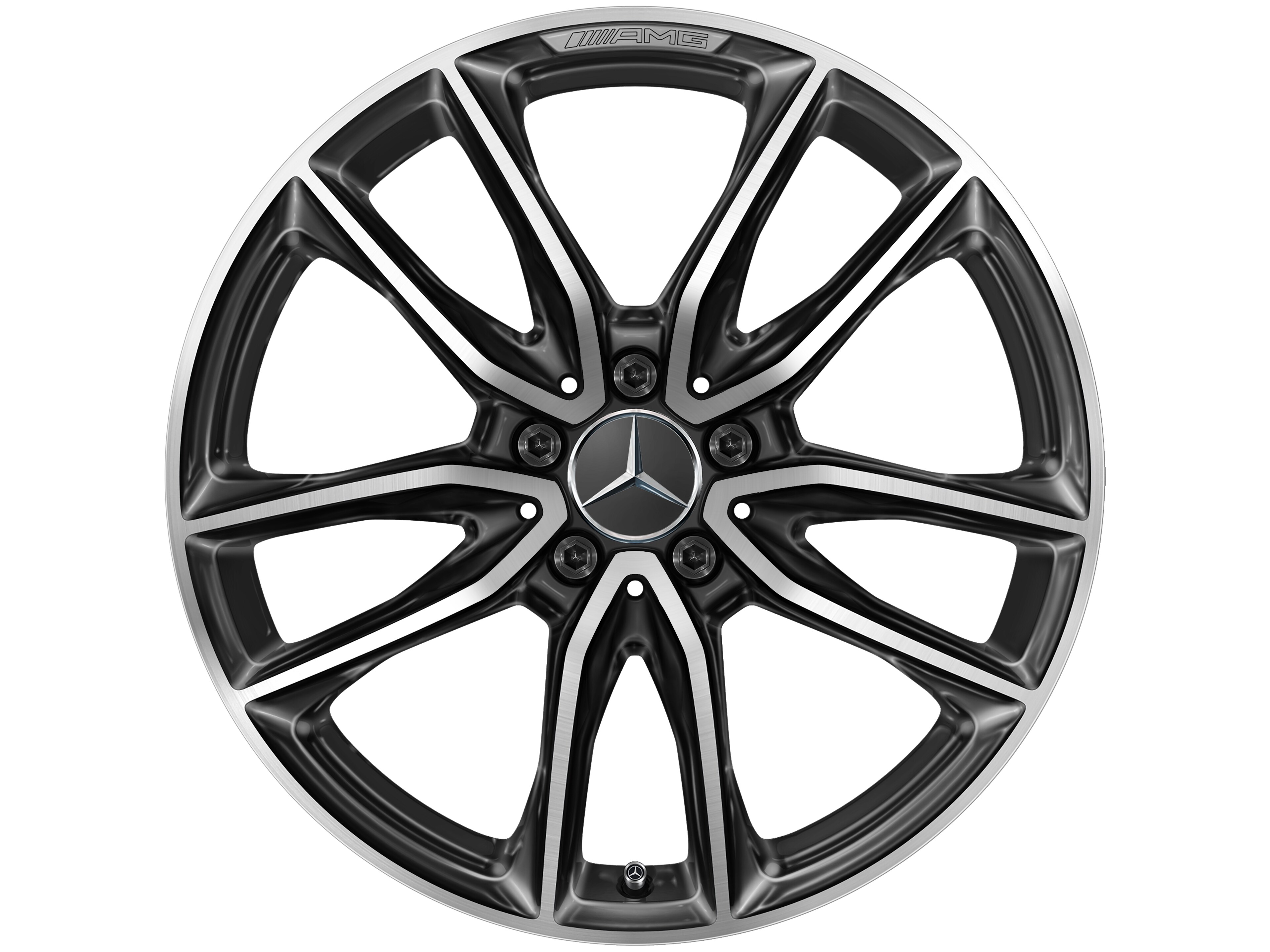 Vijf-dubbelspaaks AMG-wiel, 48,3 cm (19 inch) - 7,5 J x 19 ET 49, zwart, glanzend gepolijst