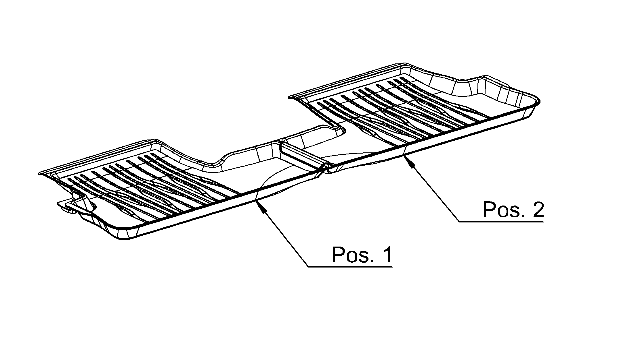 All-weather vloermatten, Dynamic Lines, Achter, Tweedelig - Linkse/rechtse besturing, zwart