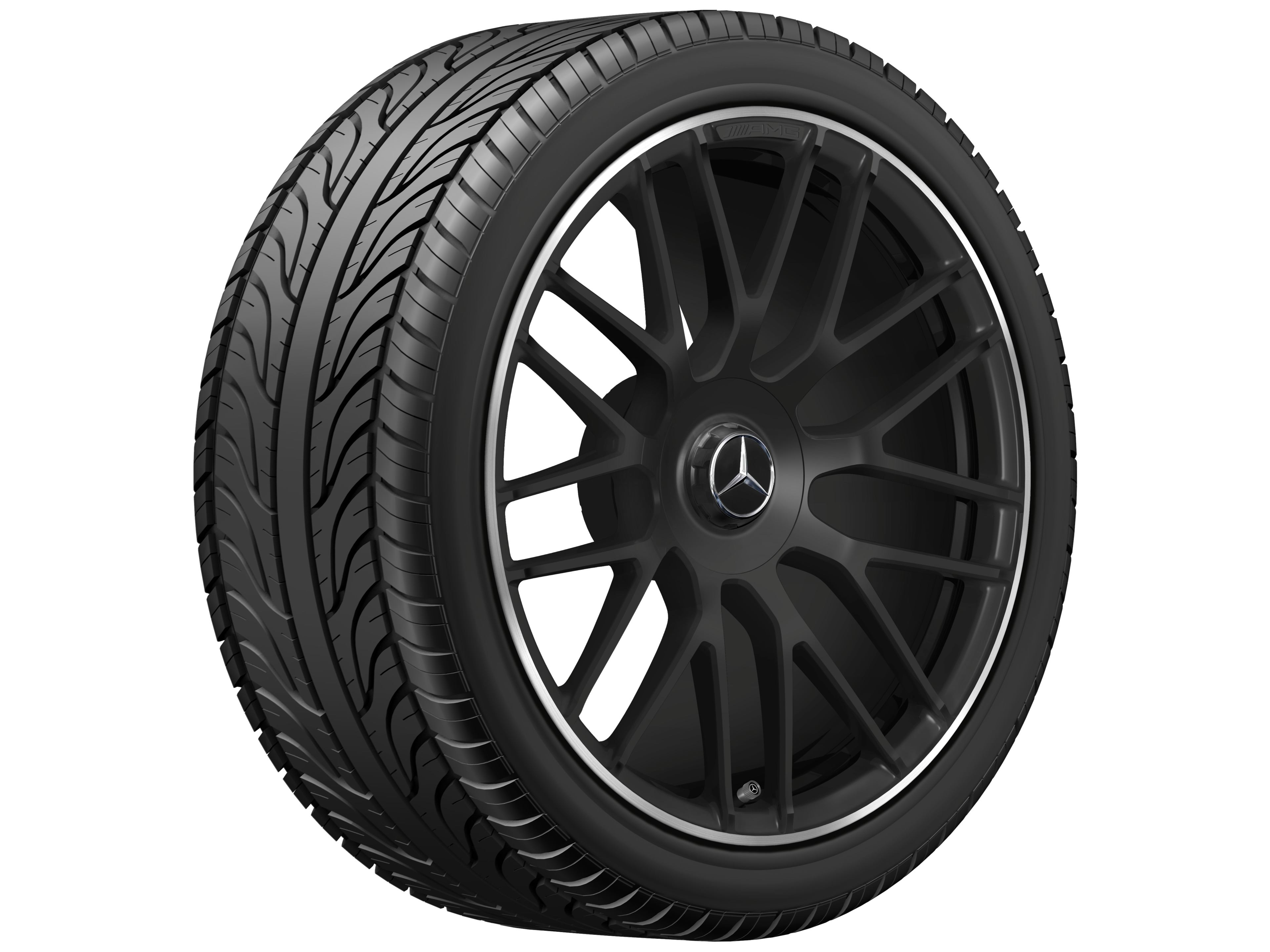 Gesmede AMG-velg In kruisspaak-design, 48,3 cm (19 inch), Velgrand glanzend - 8,5 J x 19 ET 38, Matzwart, wielrand glanzend