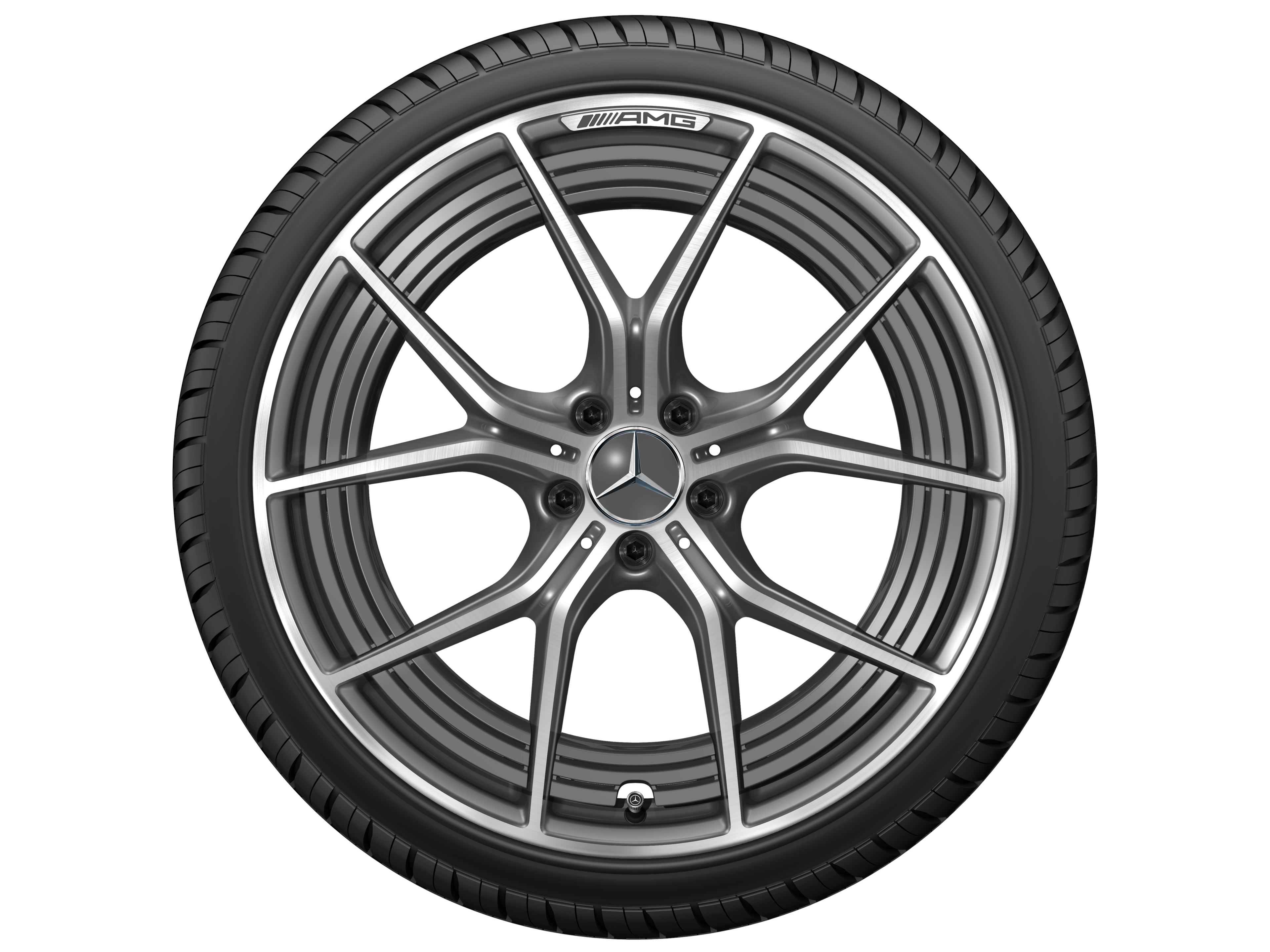 Gesmede AMG-velg in vijf-dubbelspaaks design, 53,3 cm (21 inch) - 11 J x 21 ET 60, tantaalgrijs, glanzend gepolijst