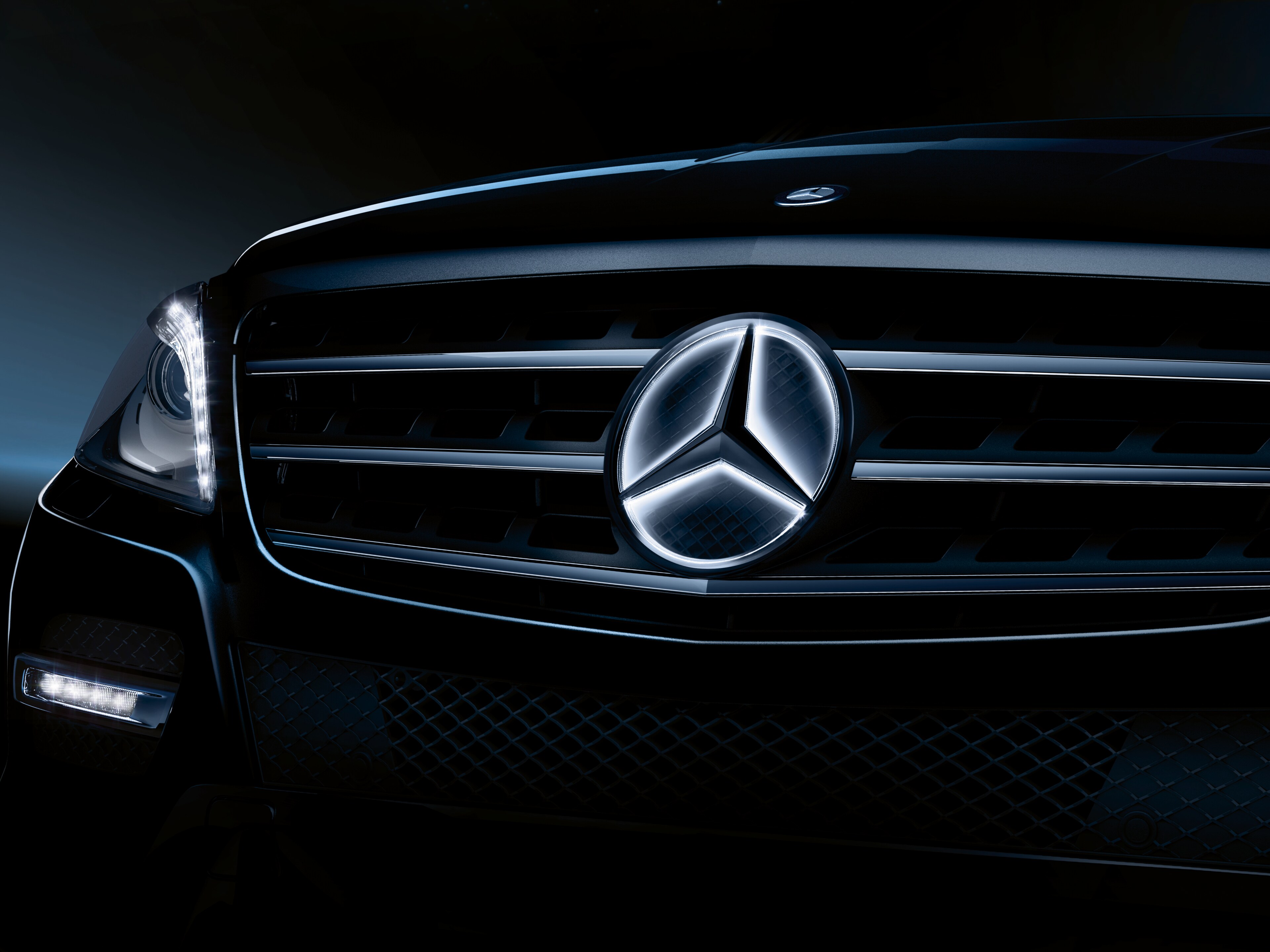 Mercedes ster, verlicht, Regeleenheid, Permanente verlichting - zwart