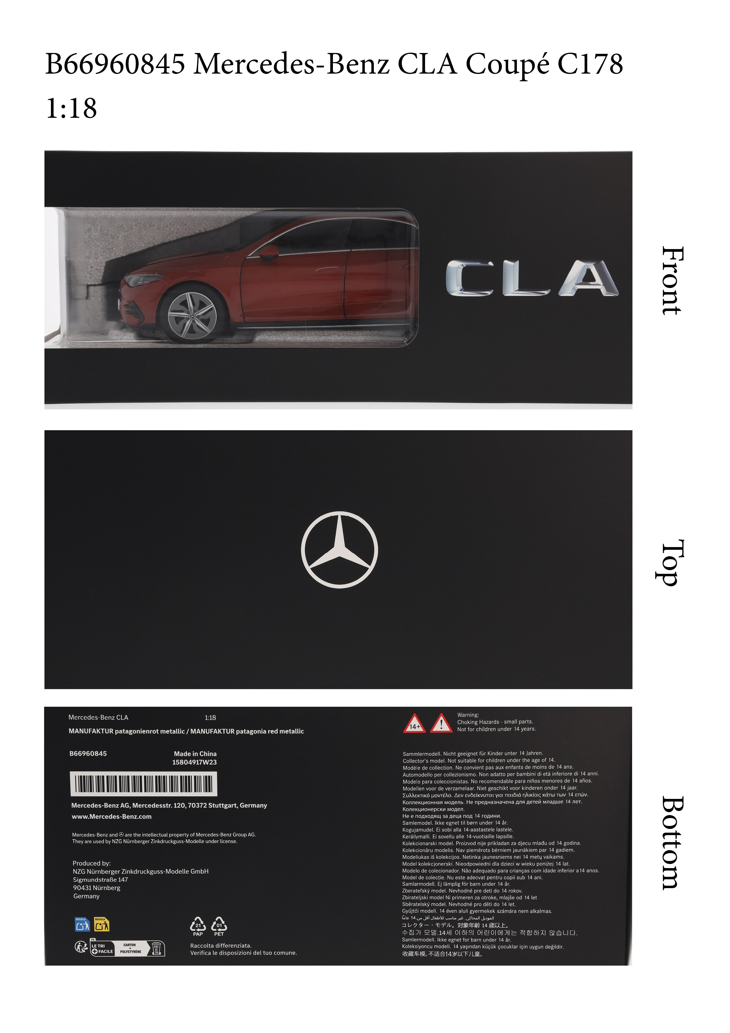 CLA coupé, C178 - MANUFAKTUR patagoniërood metallic, NZG, 1:18