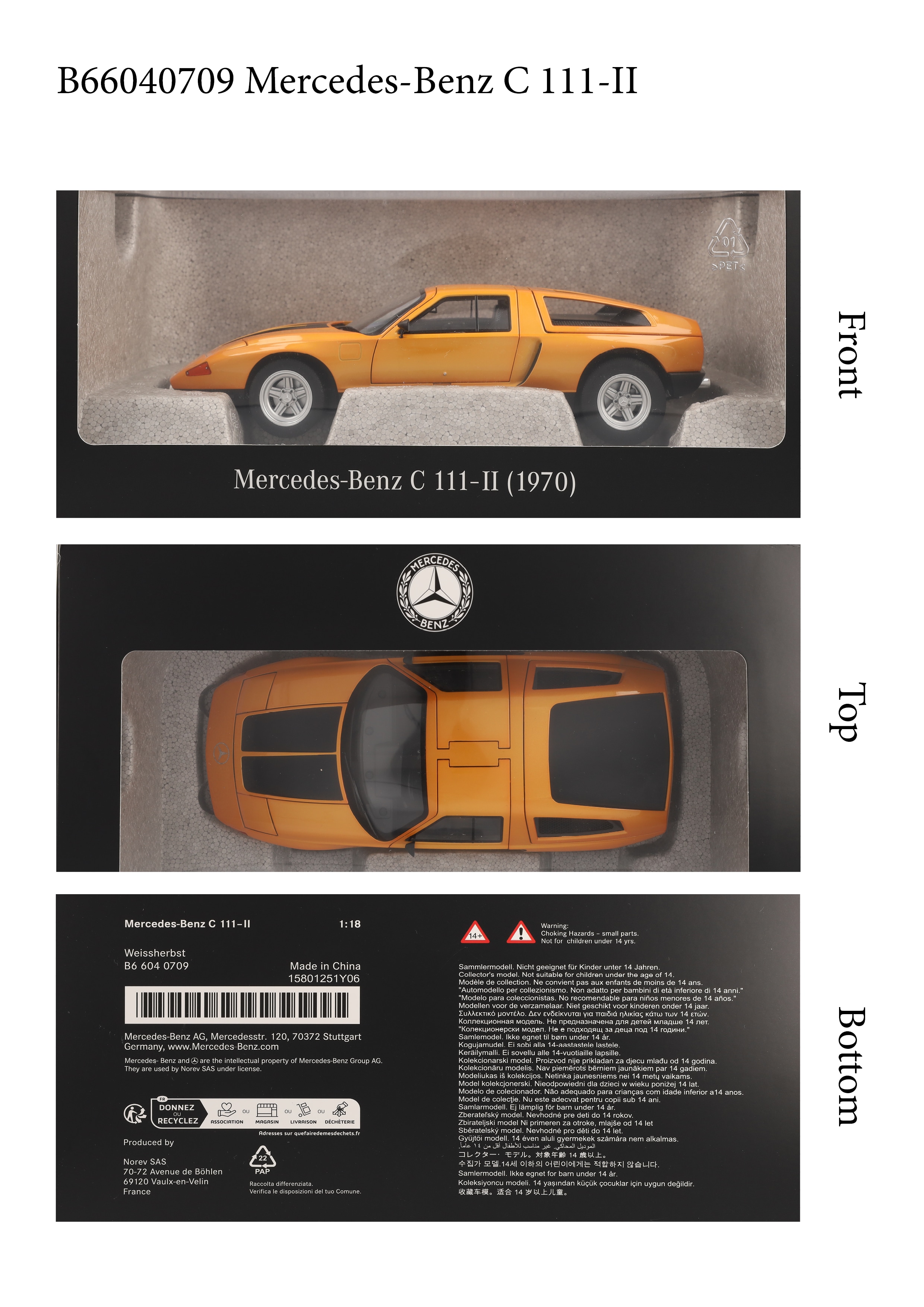 Experimenteel voertuig C 111 / II (1970) - witte herfst, Norev, 1:18