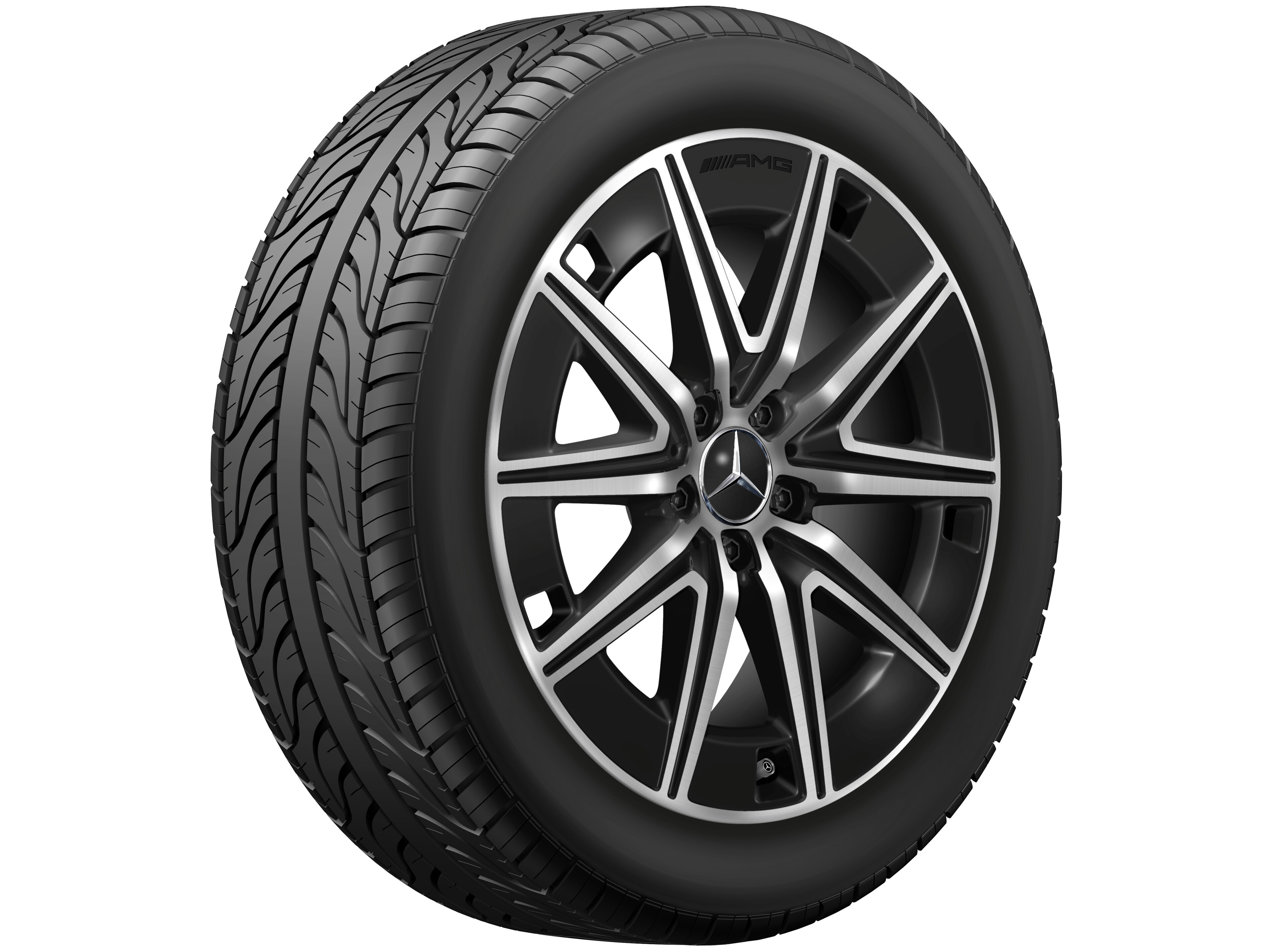 Tienspaaks AMG-wiel, 48,3 cm (19 inch) - 7,5 J x 19 ET 53,5, zwart, glanzend gepolijst