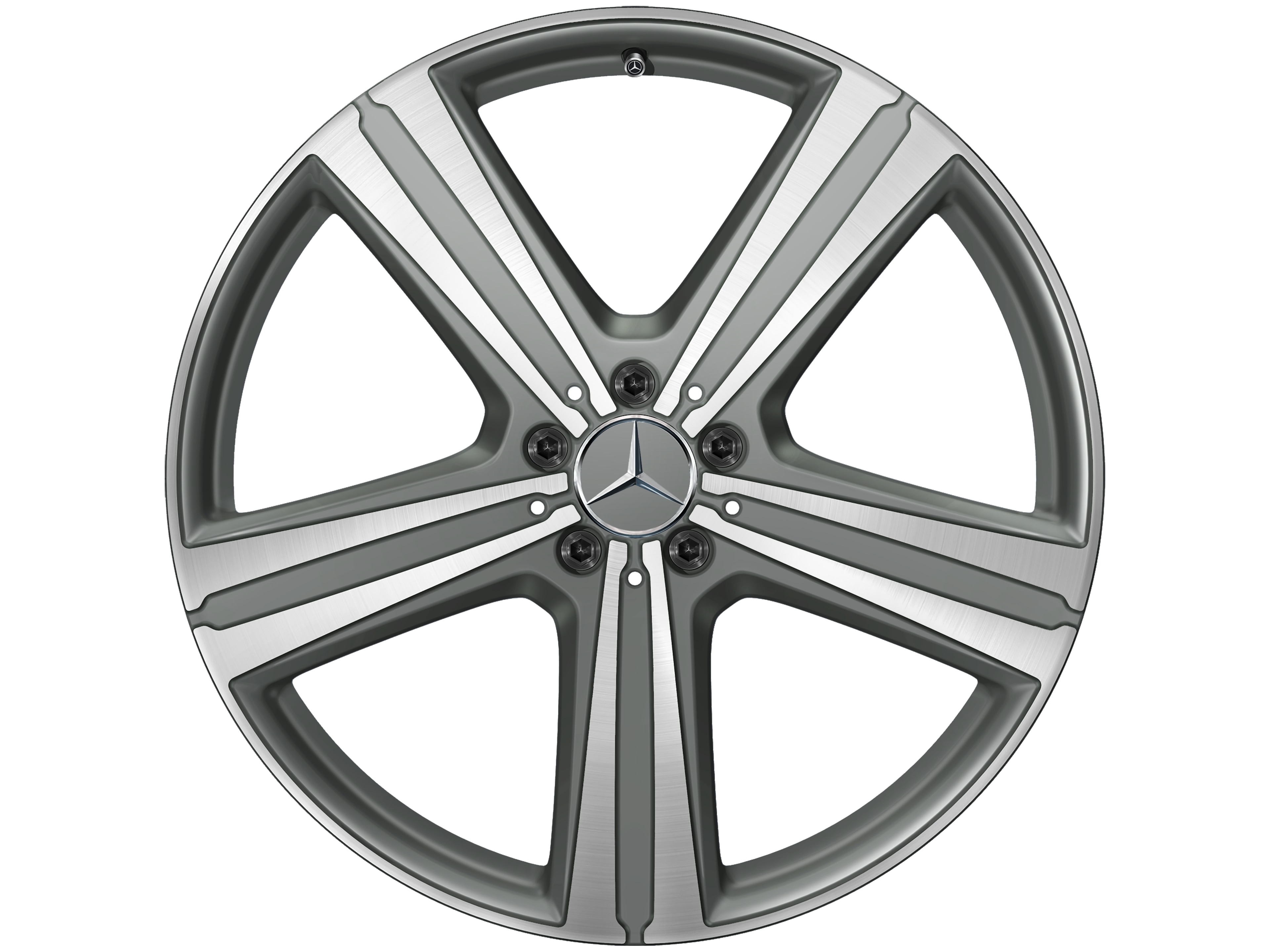 5-spaaks wiel, 53,3 cm (21 inch), glanzend gepolijst - 11 J x 21 ET 49, grijs Himalaya mat, glanzend gepolijst