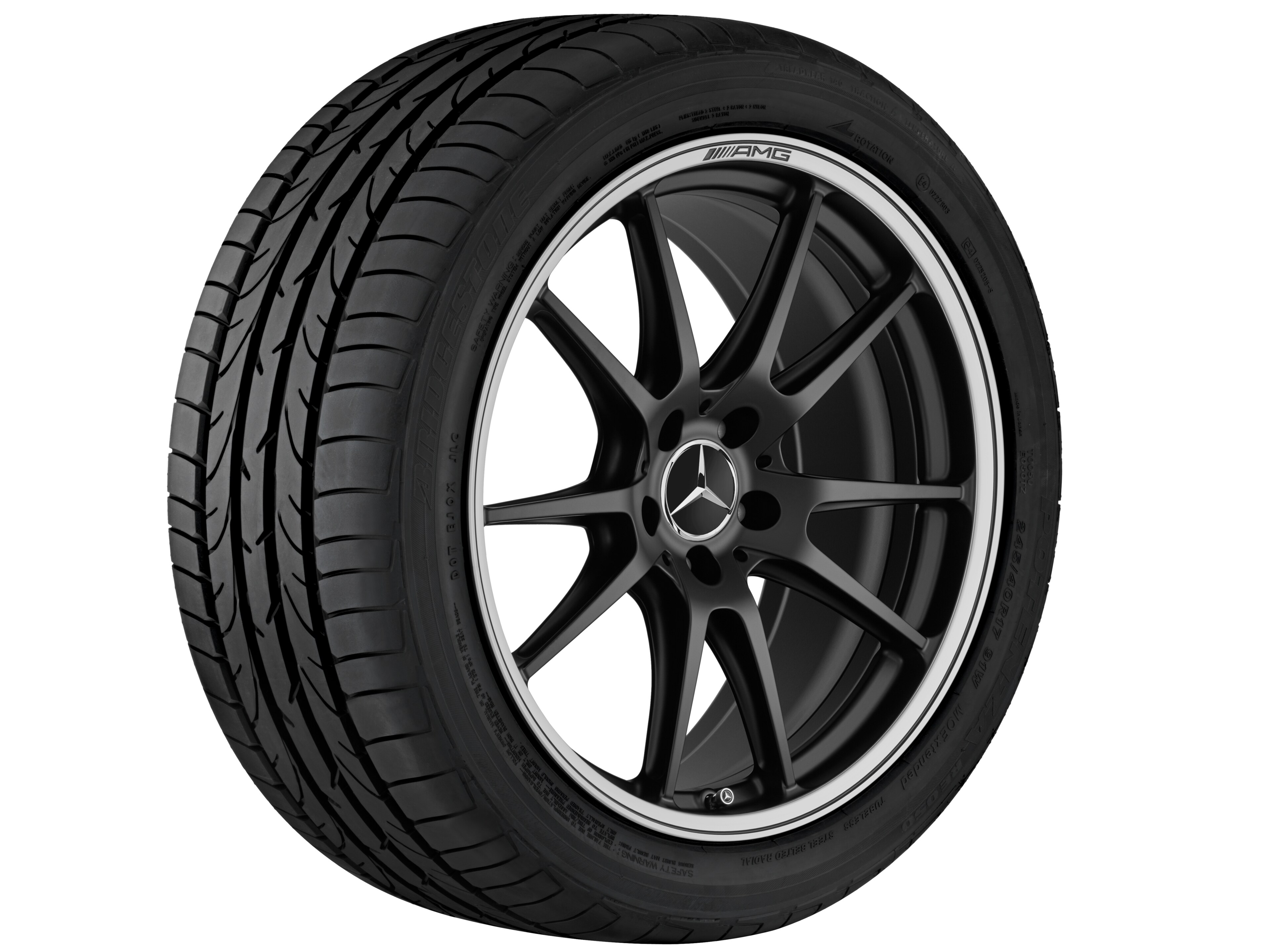 Gesmede AMG-velg in vijf-dubbelspaaks design, 50,8 cm (20 inch), Velgrand glanzend - 10,5 J x 20 ET 57, Matzwart, glanzend gepolijst