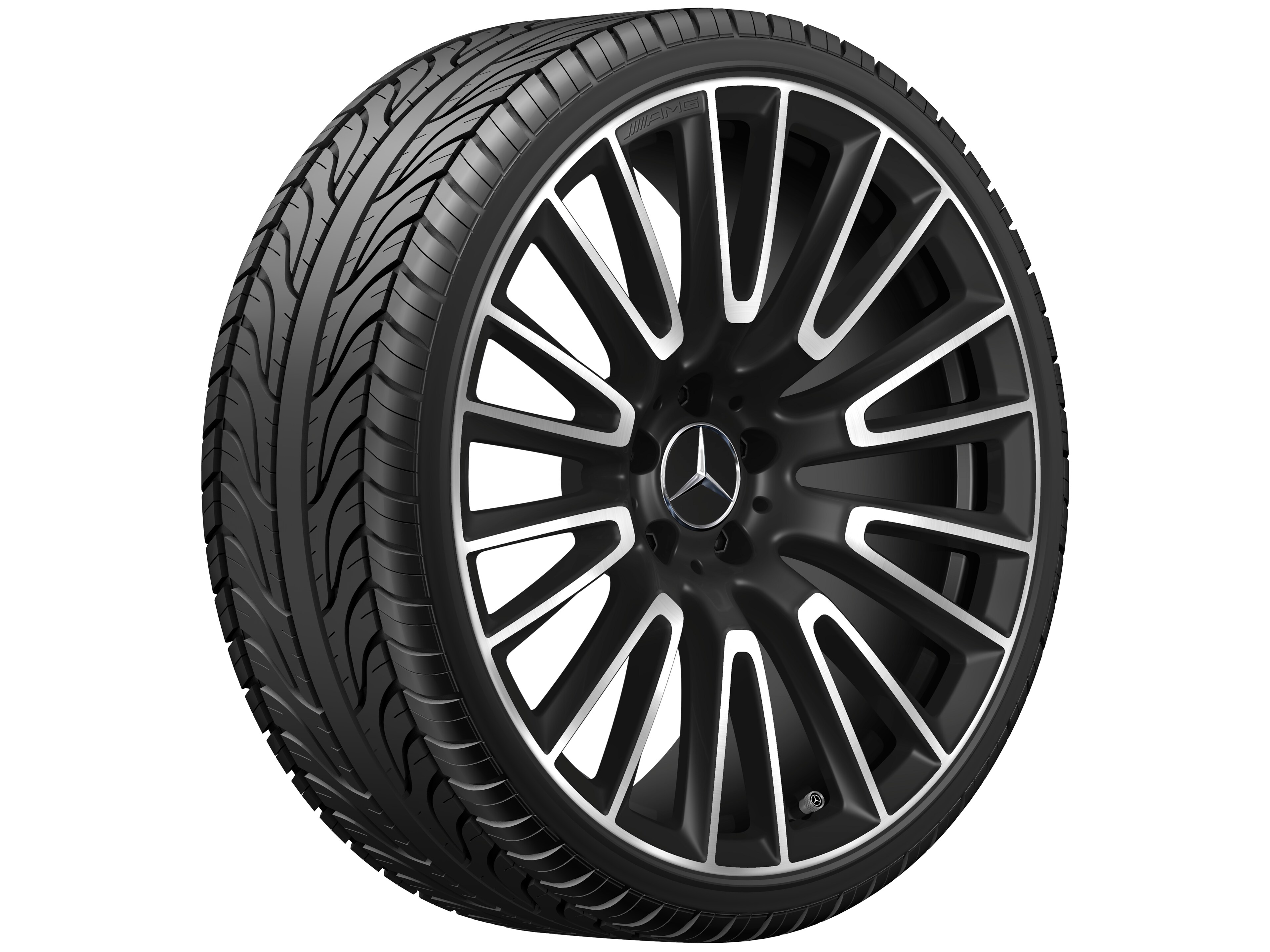 Lichtmetalen AMG-velg, in tien-dubbelspaaks design, 50,8 cm (20 inch) - 10,5 J x 20 ET 43, Matzwart, glanzend gepolijst