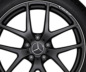 Gesmede AMG-velg in vijf-dubbelspaaks design, 53,3 cm (21 inch), Velgrand glanzend - 10 J x 21 ET 45, Matzwart, wielrand glanzend