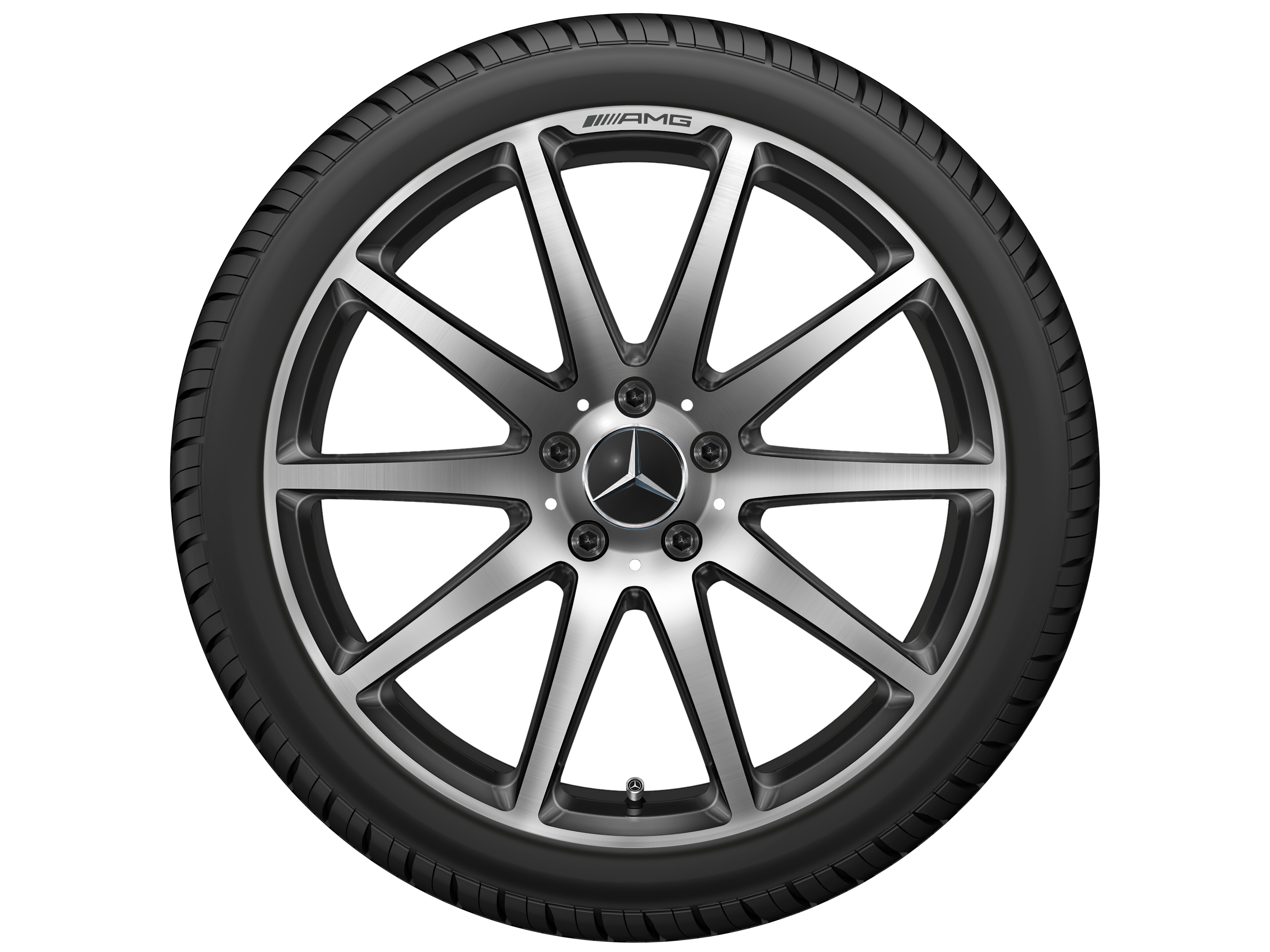 Gesmede AMG-velg in 10-spaaks design, 48,3 cm (19 inch) - 9 J x 19 ET 27, zwart, Gepolijst