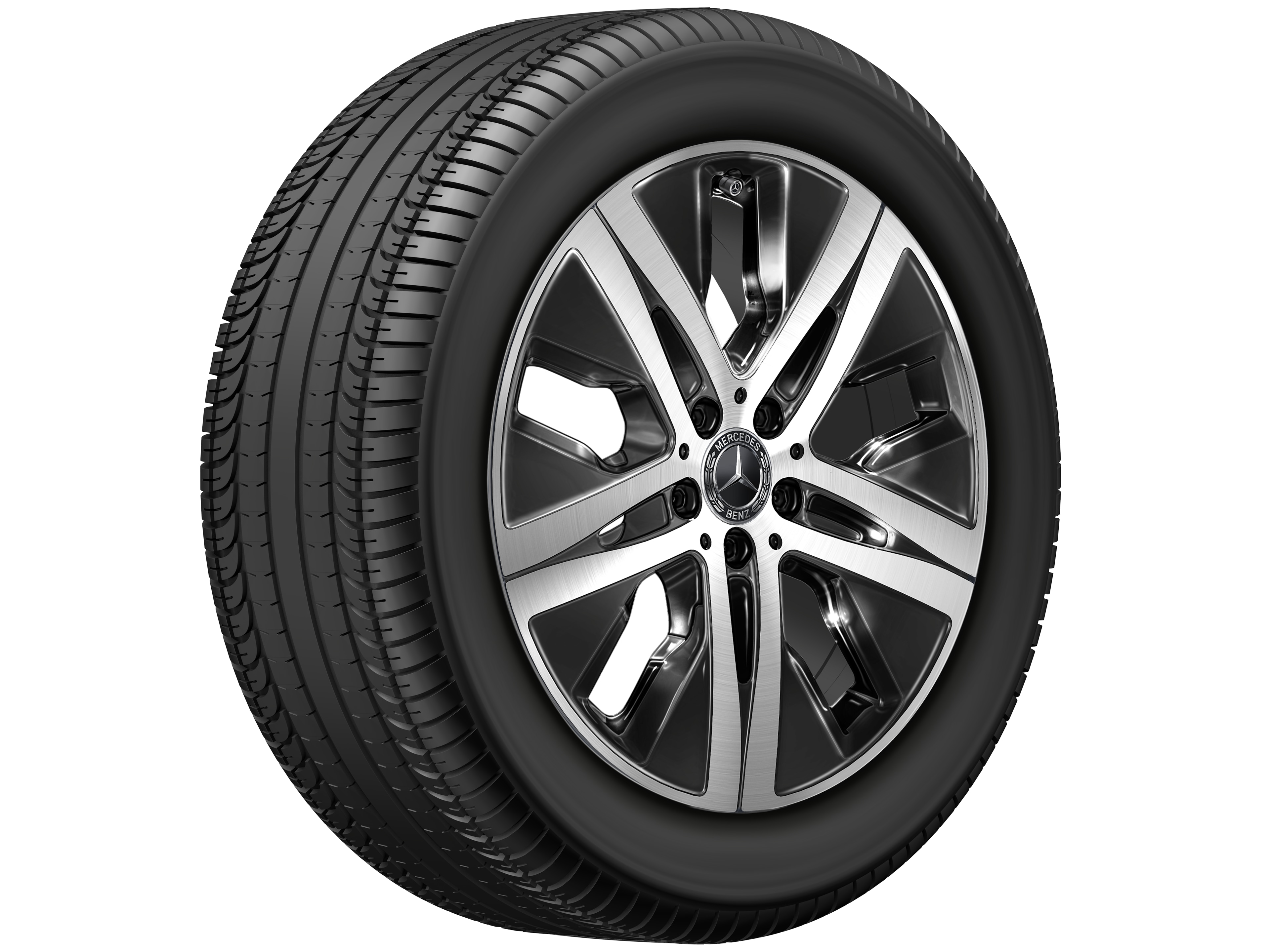 Vijfgaats wiel, Aero, 48,3 cm (19 inch), glanzend gepolijst - 8 J x 19 ET 61, zwart, glanzend gepolijst