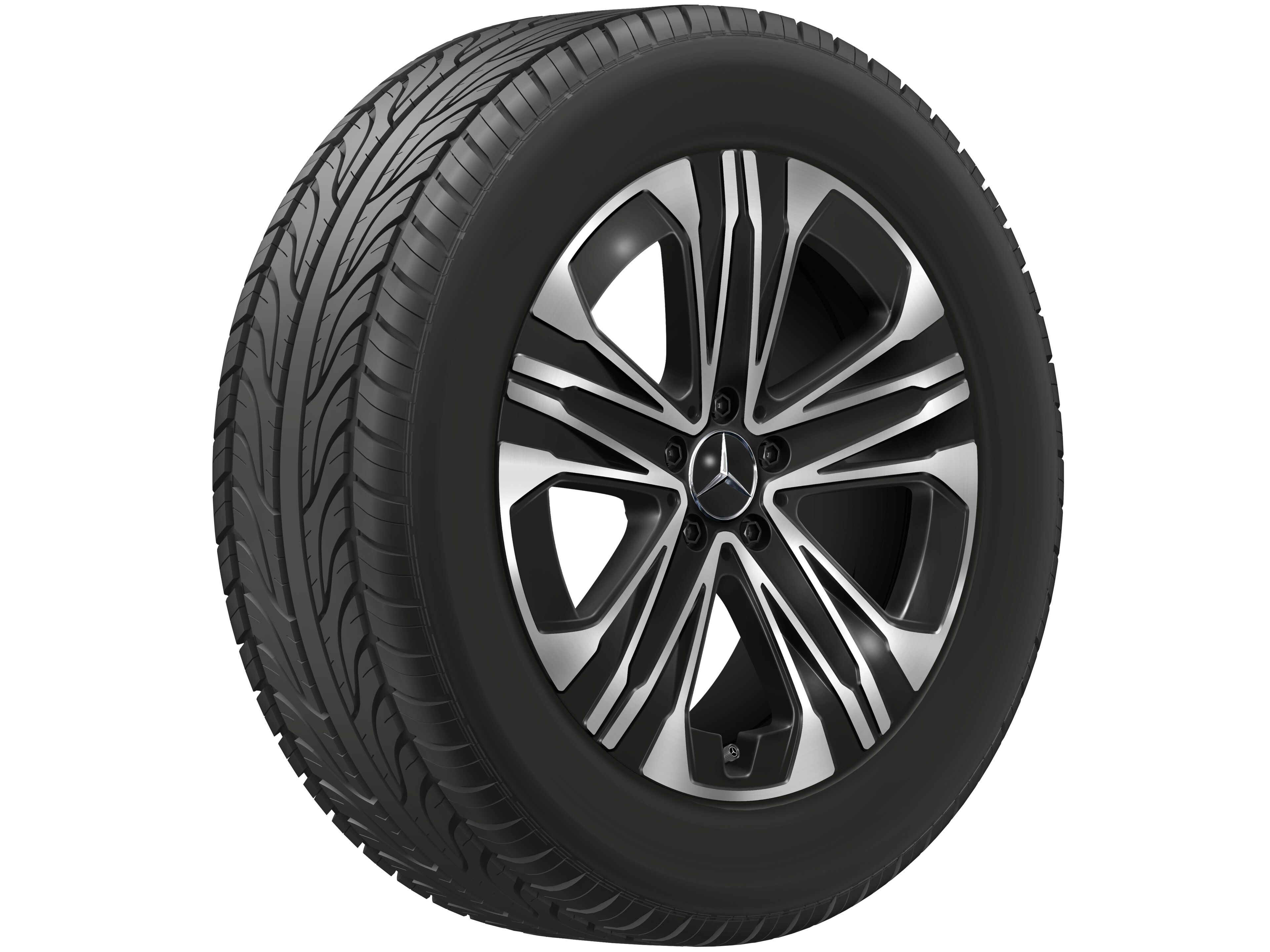 Vijf-dubbelspaaks velg, 48,3 cm (19 inch) - 7,5 J x 19 ET 47, zwart, glanzend gepolijst