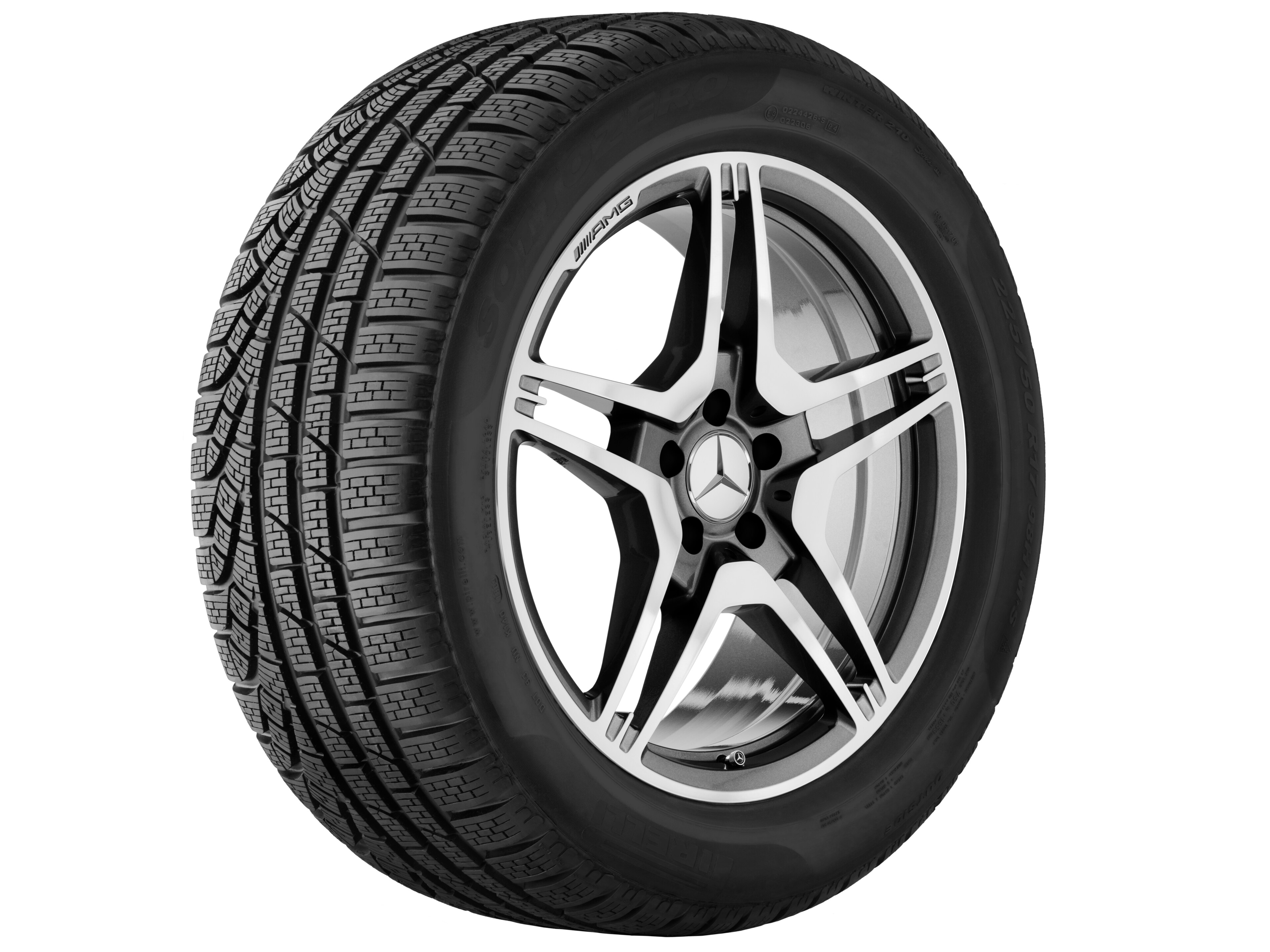 Gesmede AMG-velg in vijf-dubbelspaaks design, 48,3 cm (19 inch) - 9,5 J x 19 ET 52, titaniumgrijs, Gepolijst