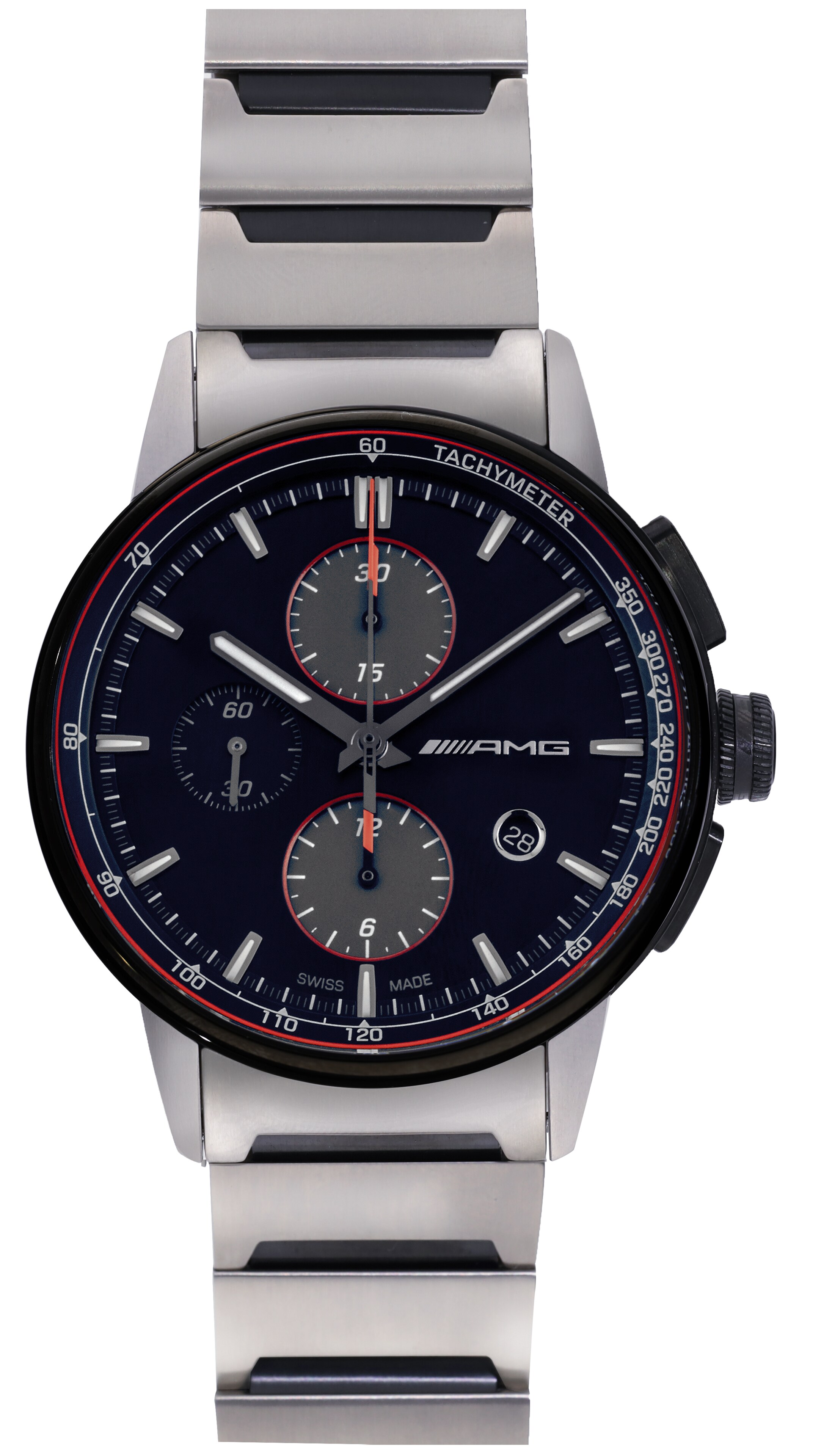 AMG-chronograaf automatisch, Heren, Business - zwart / antraciet / rood, edelstaal / Titanium