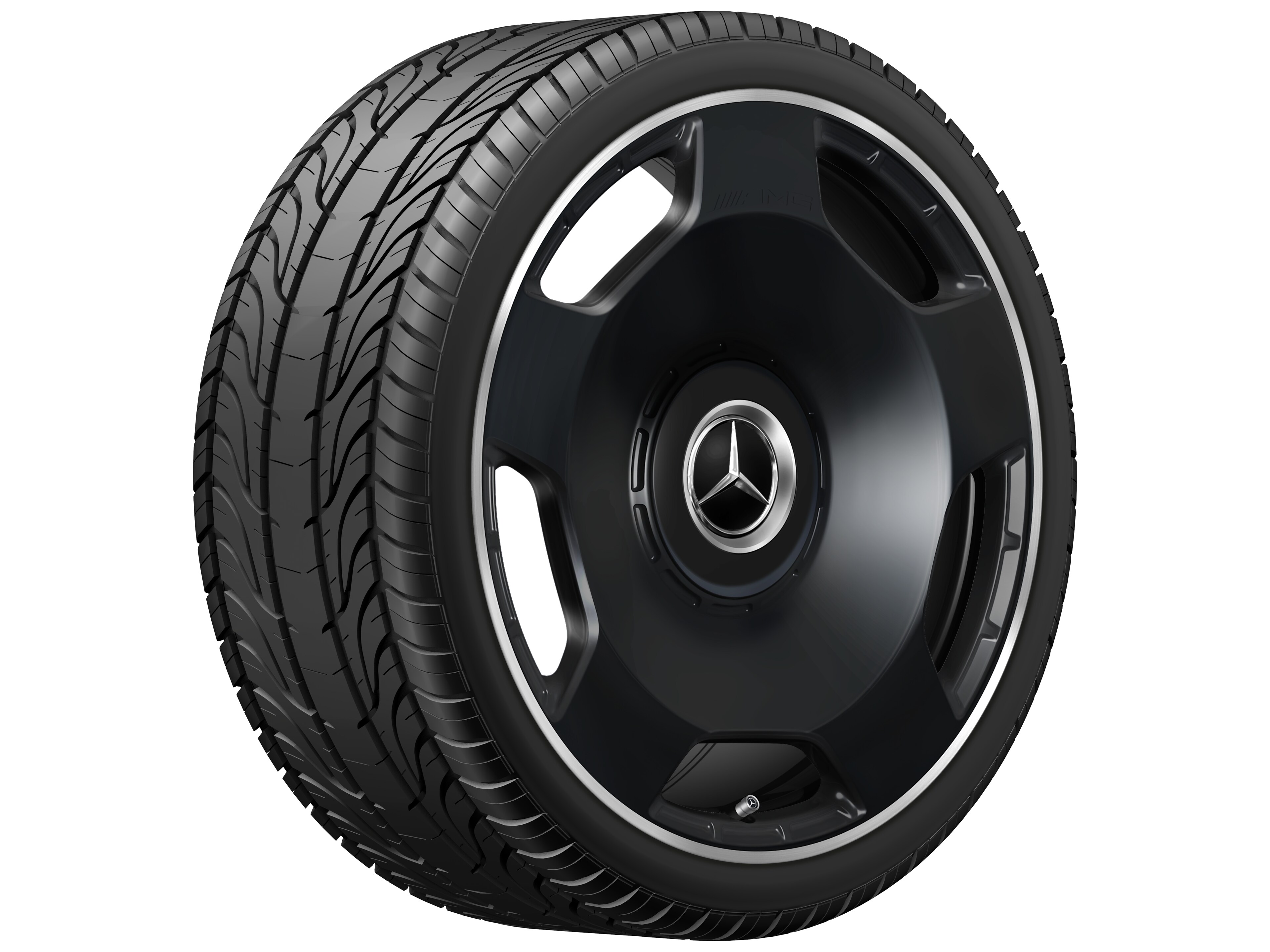 Gesmede AMG-velg in vijfgaats design, 53,3 cm (21 inch), Velgrand glanzend - 11,5 J x 21 ET 30, Matzwart