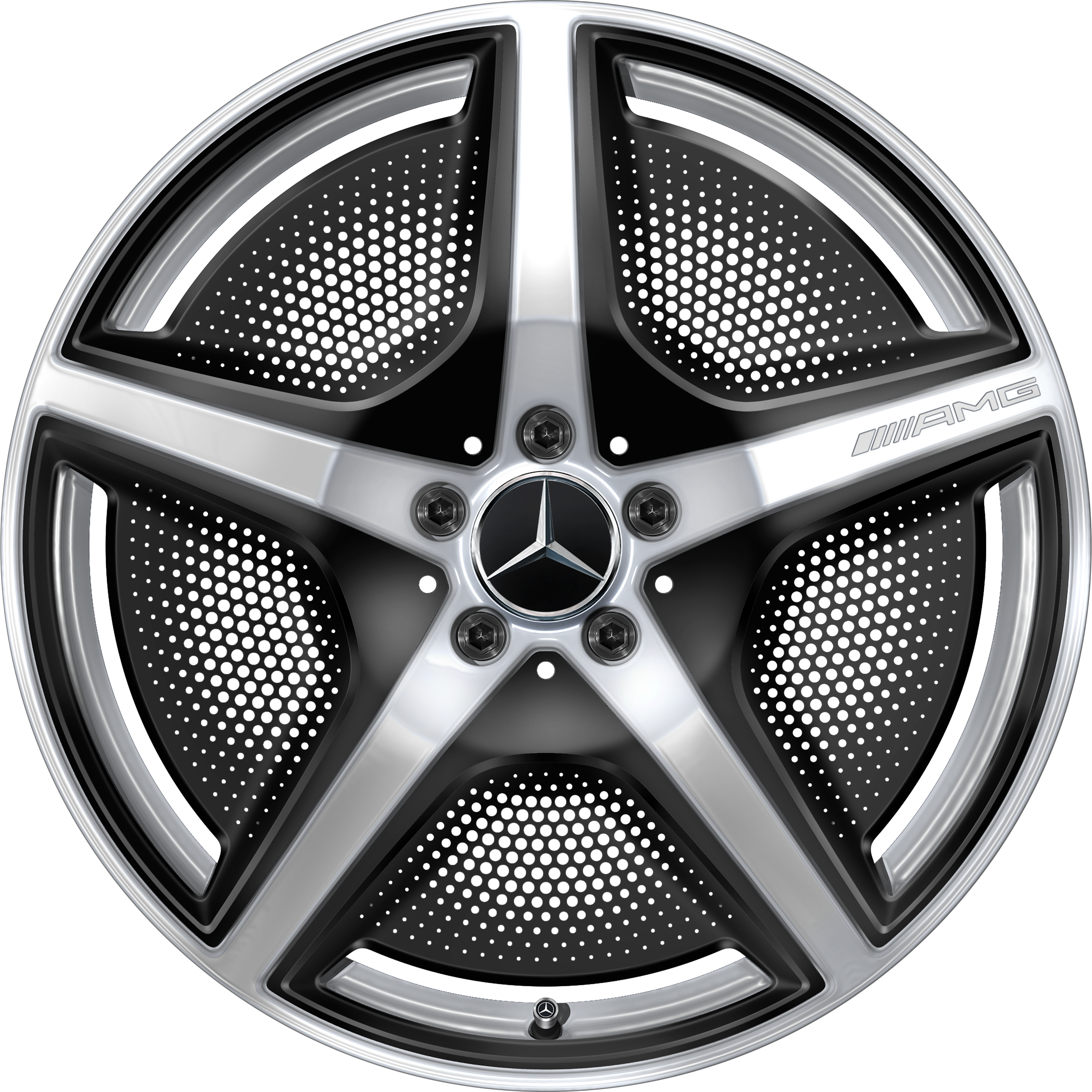 Vijfspaaks AMG-wiel, 50,8 cm (20 inch) - 10 J x 20 ET 66, Vanadiumzilver, hoogglanzend