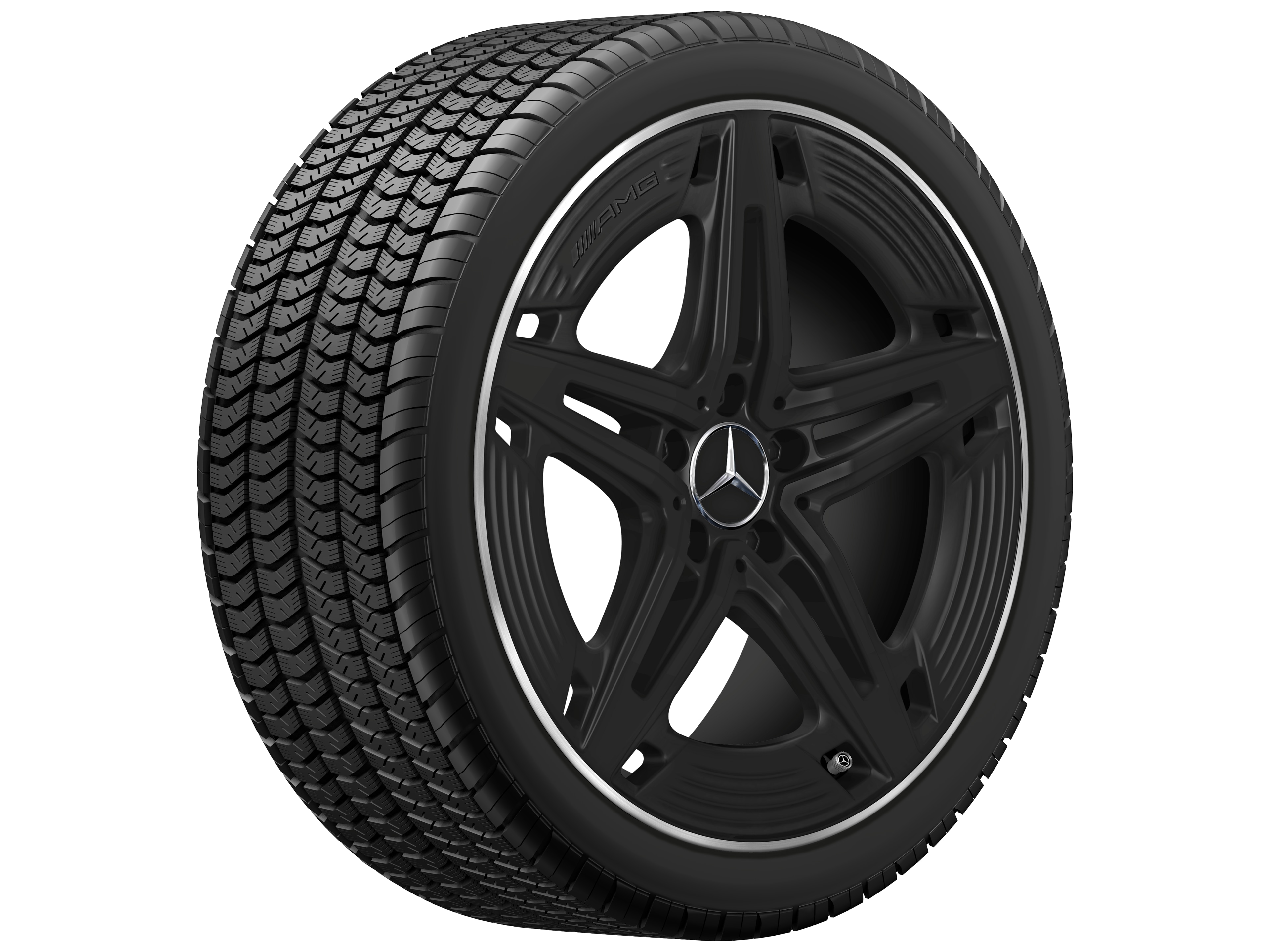 Vijfspaaks AMG-wiel, 48,3 cm (19 inch) - 9 J x 19 ET 52, zwart, glanzend gepolijst