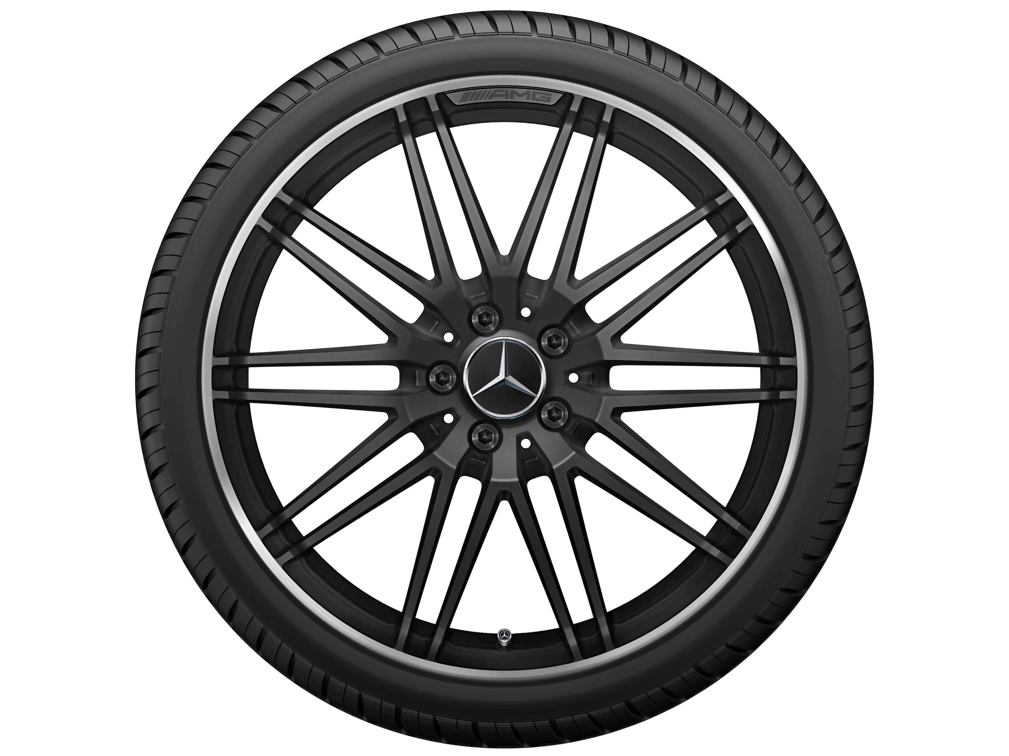 Gesmede AMG-velg in 10-spaaks design, 50,8 cm (20 inch), Velgrand glanzend - 11 J x 20 ET 68, Matzwart, wielrand glanzend