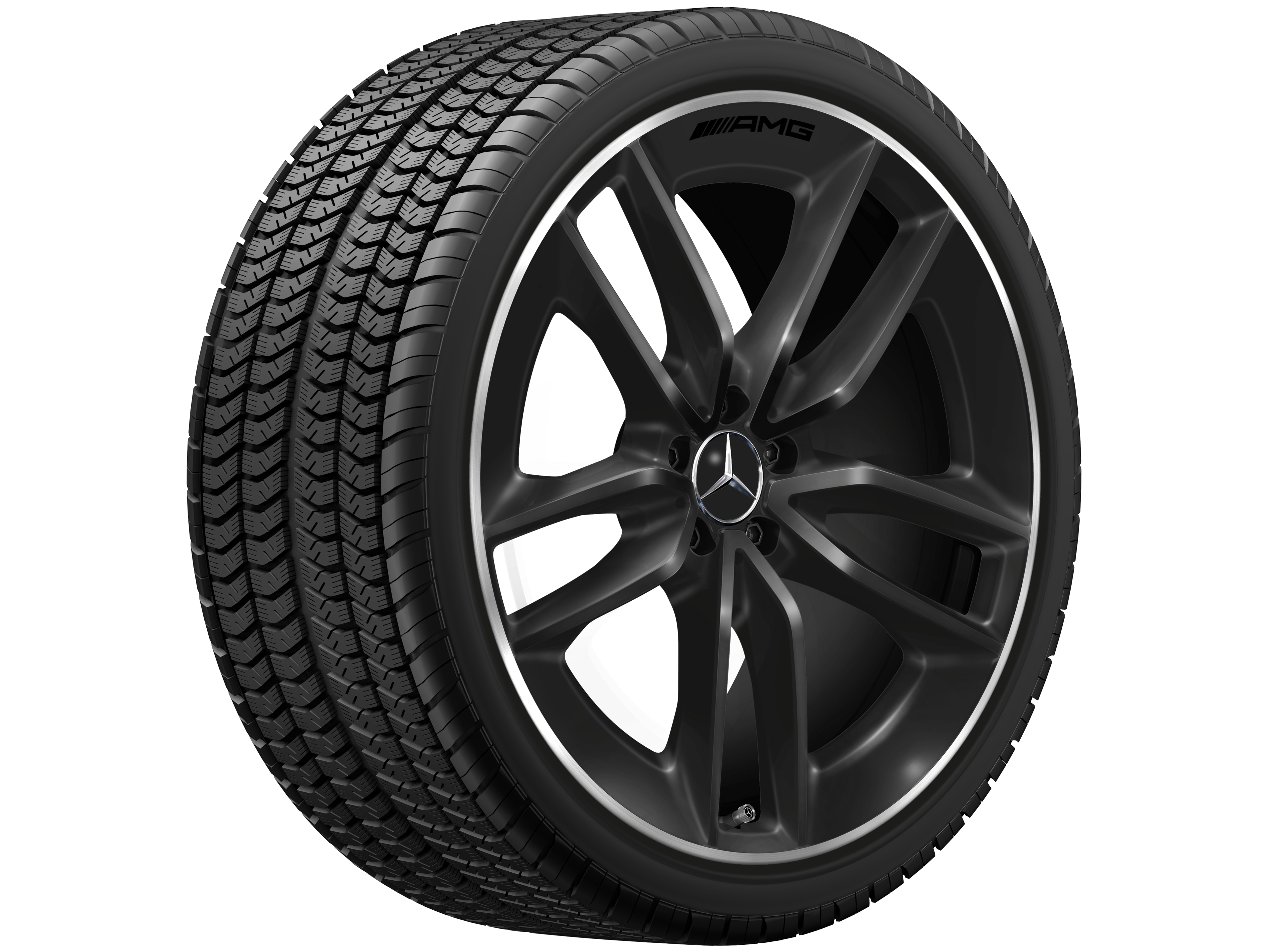 Vijf-dubbelspaaks AMG-wiel, 55,9 cm (22 inch), Velgrand glanzend - 10 J x 22 ET 56,1, zwart, wielrand glanzend