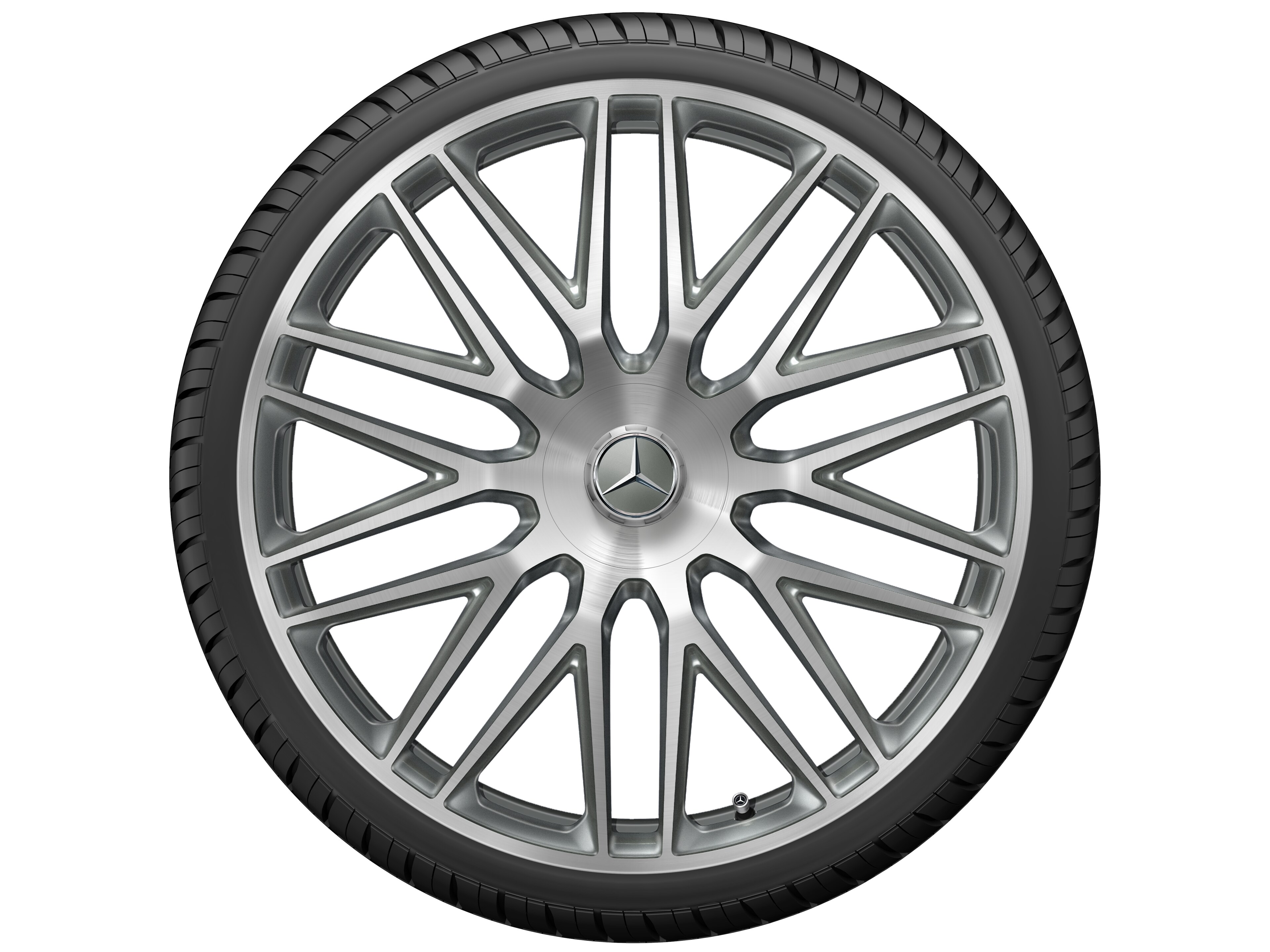 Multispaaks gesmede AMG-velg, 58,4 cm (23 inch) - 11,5 J x 23 ET 47, titaniumgrijs, glanzend gepolijst